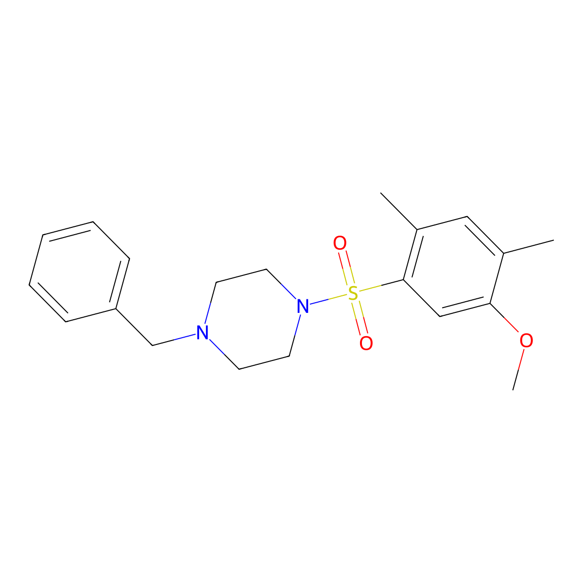 1-Benzyl-4-(5-methoxy-2,4-dimethylbenzenesulfonyl)piperazine molecular structure, CAS 433705-93-2