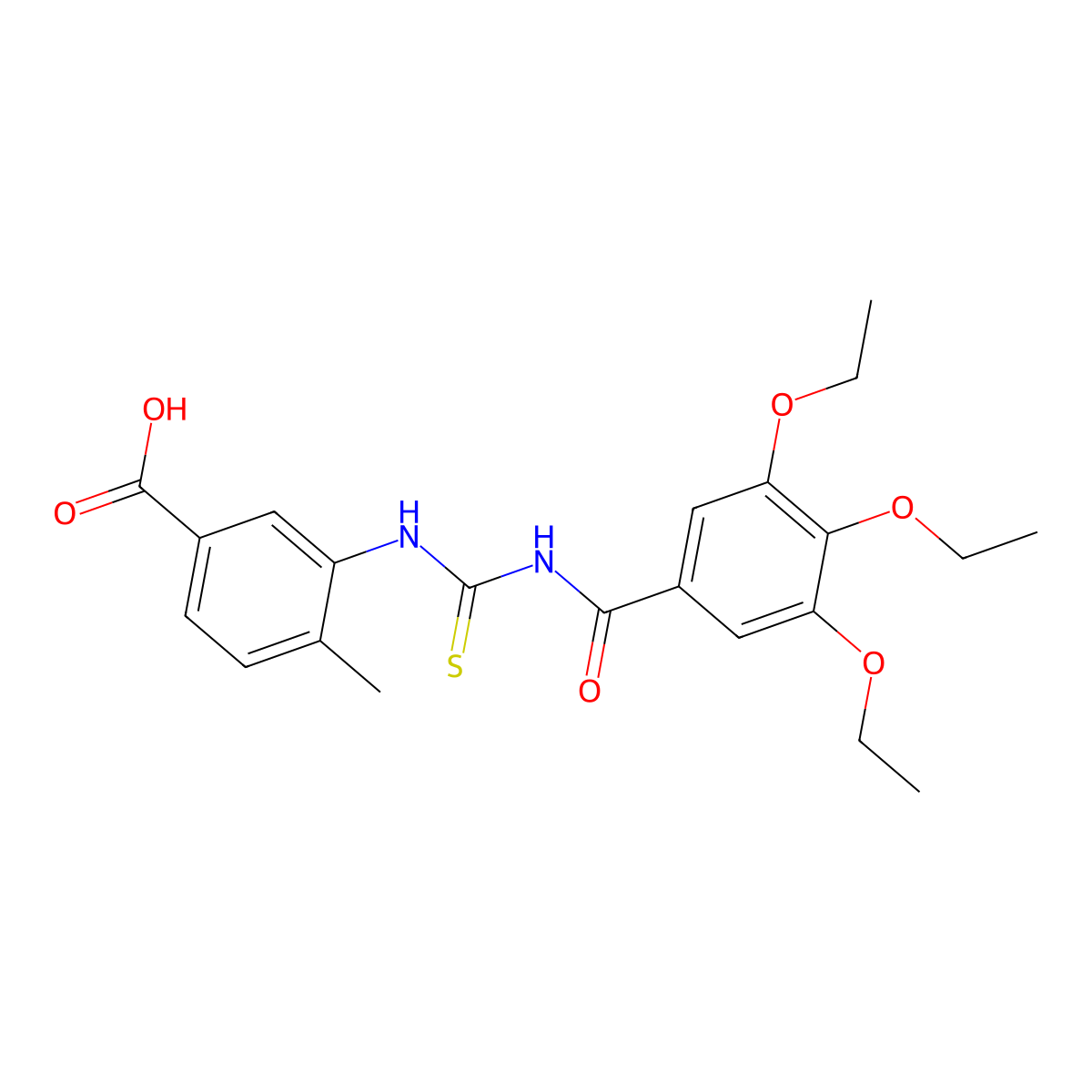 4-Methyl-3-({[(3,4,5-triethoxyphenyl)carbonyl]carbamothioyl}amino)benzoic acid molecular structure, CAS 433705-96-5