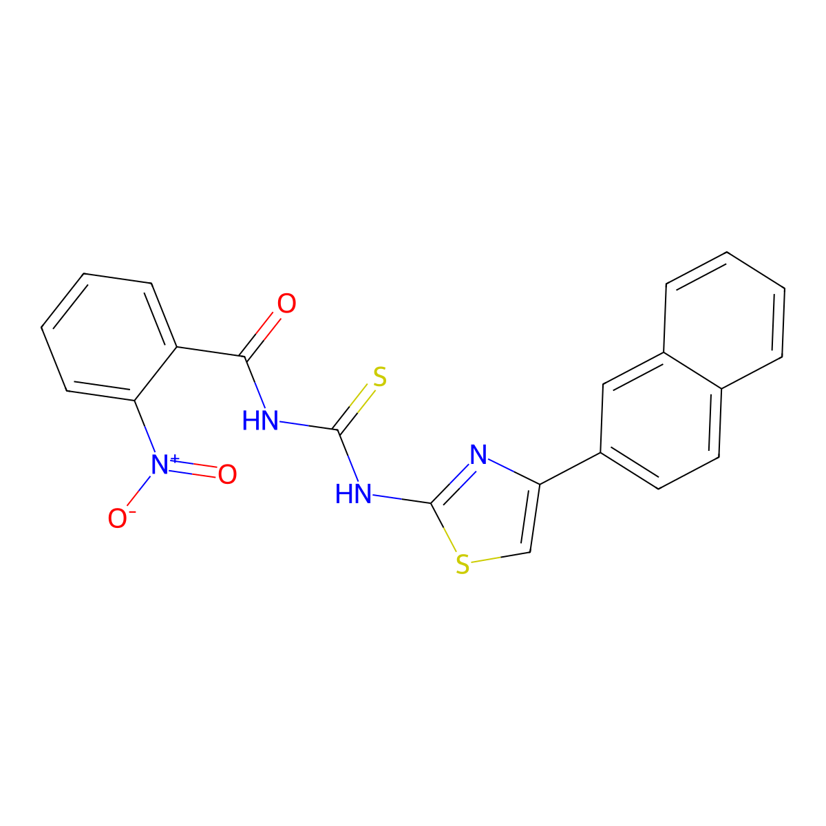 N-[(4-naphthalen-2-yl-1,3-thiazol-2-yl)carbamothioyl]-2-nitrobenzamide molecular structure, CAS 433706-02-6