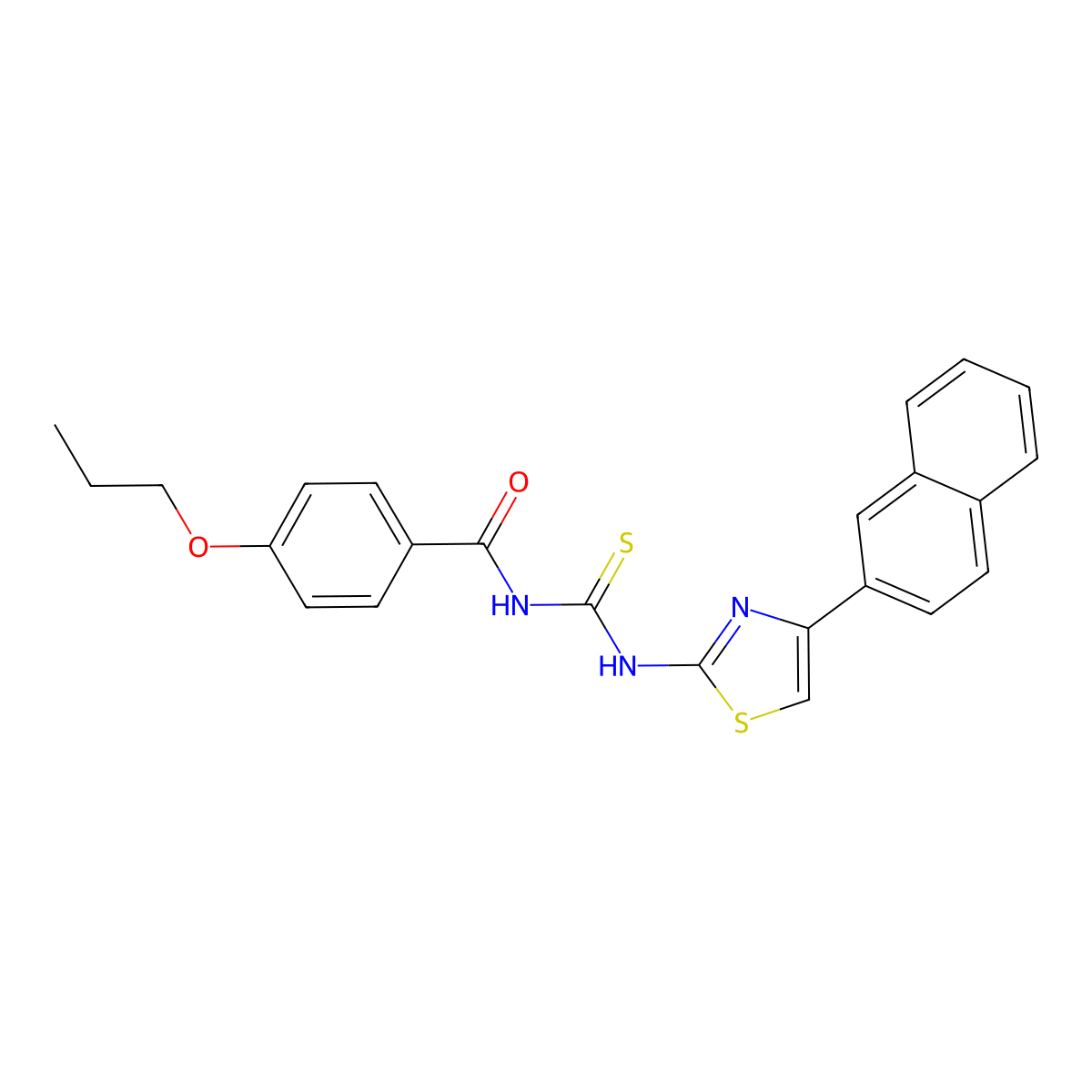 N-[(4-naphthalen-2-yl-1,3-thiazol-2-yl)carbamothioyl]-4-propoxybenzamide molecular structure, CAS 433706-14-0