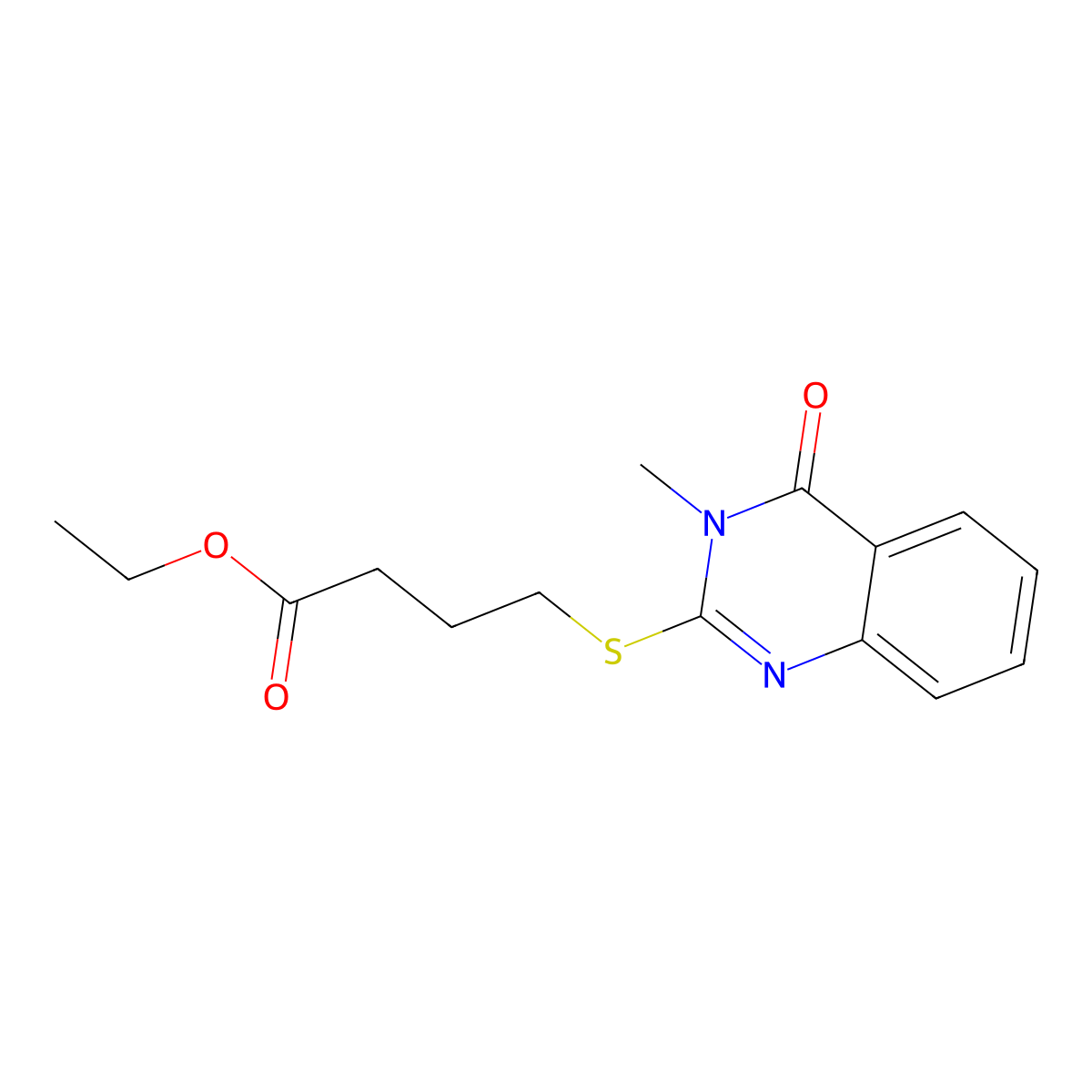 Ethyl 4-[(3-methyl-4-oxo-3,4-dihydroquinazolin-2-yl)sulfanyl]butanoate molecular structure, CAS 433706-21-9