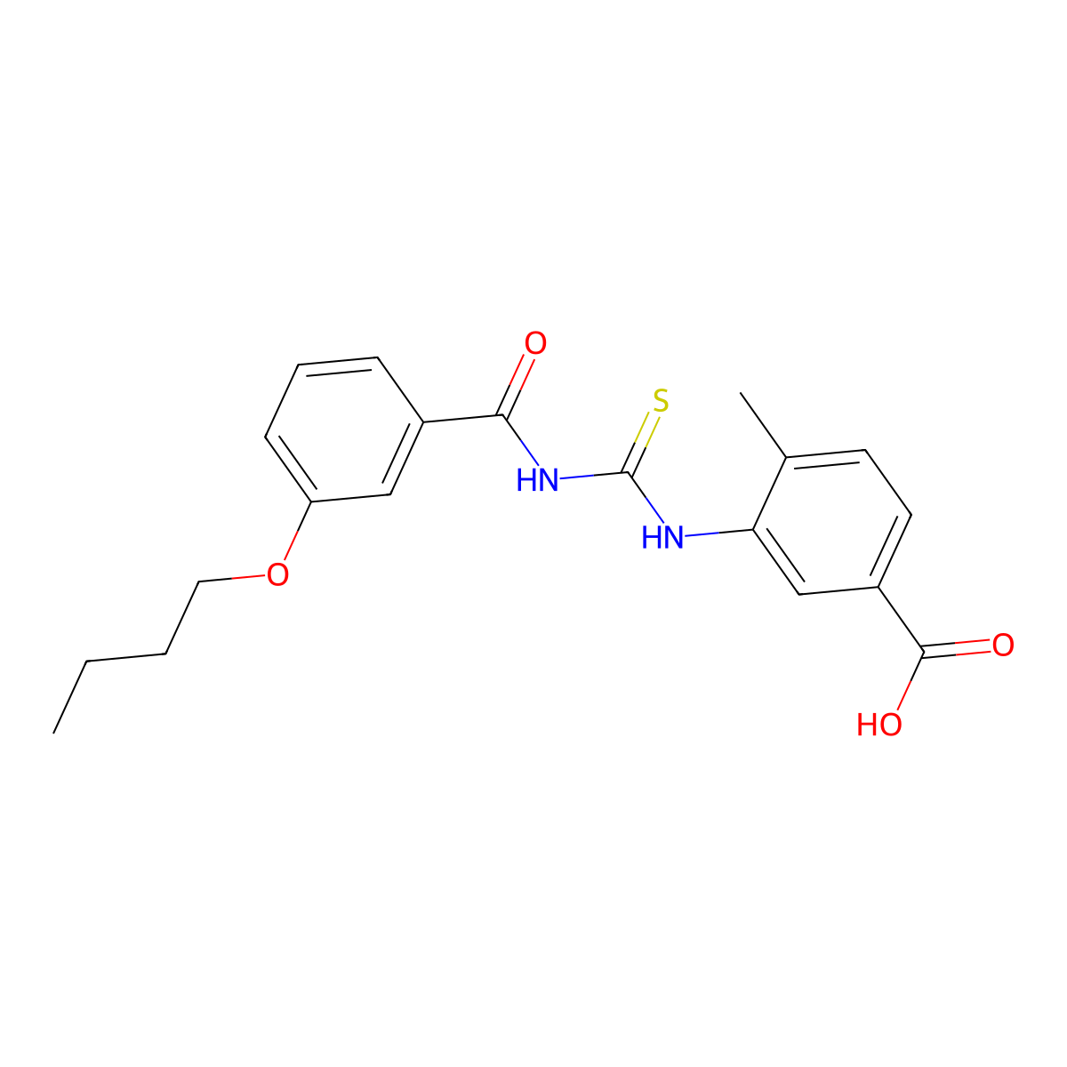 3-({[(3-Butoxyphenyl)carbonyl]carbamothioyl}amino)-4-methylbenzoic acid molecular structure, CAS 433706-30-0