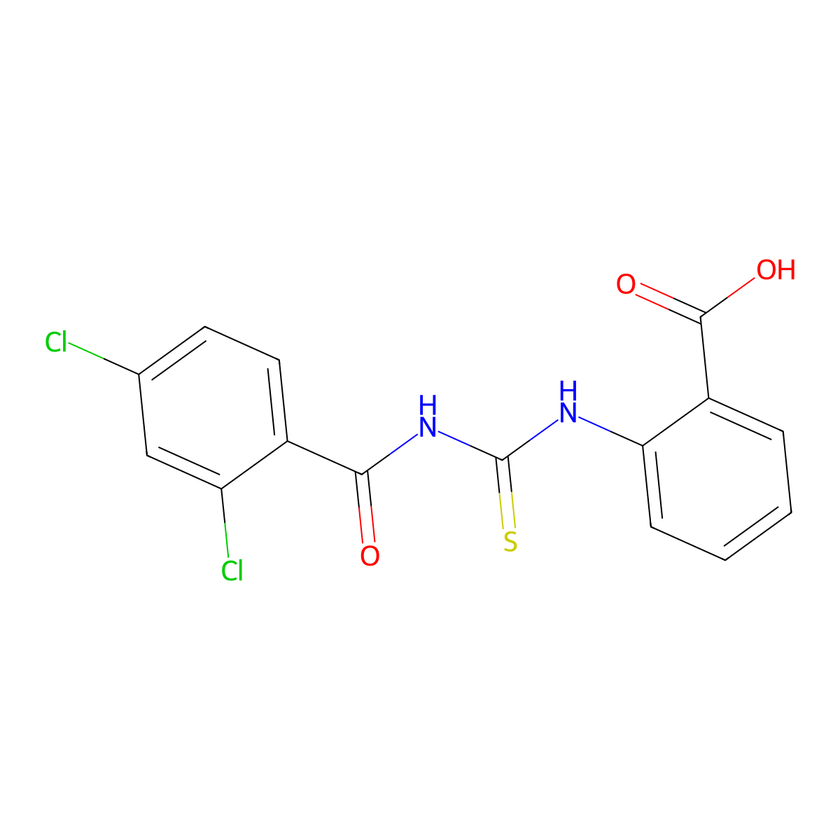 2-[(2,4-Dichlorobenzoyl)carbamothioylamino]benzoic acid molecular structure, CAS 433706-33-3