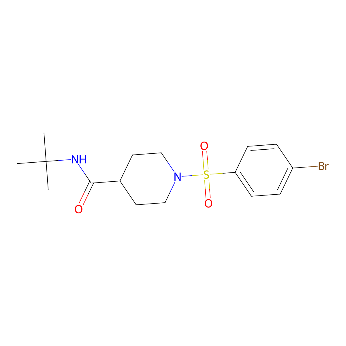 1-(4-bromophenyl)sulfonyl-N-tert-butylpiperidine-4-carboxamide molecular structure, CAS 433706-38-8