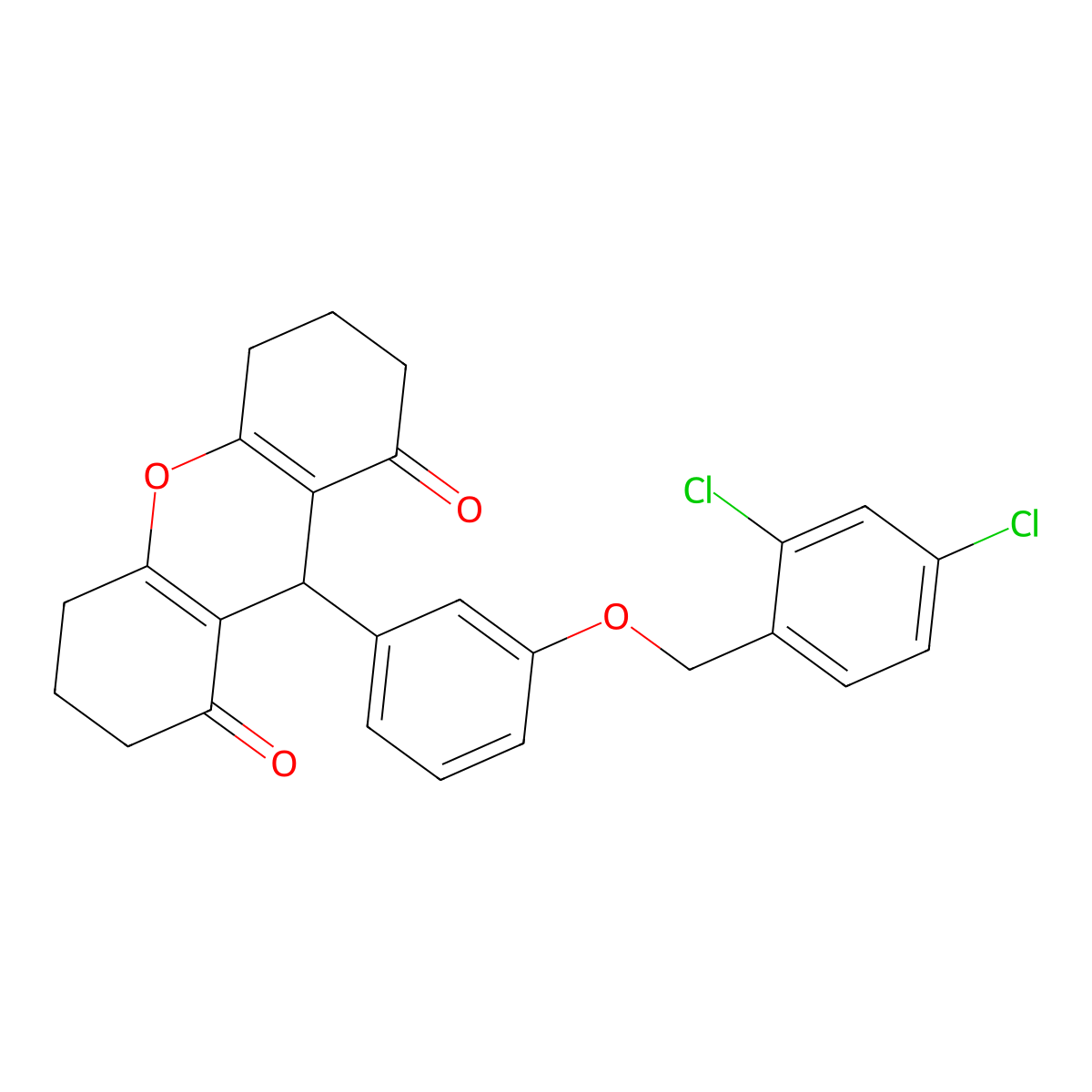 9-[3-[(2,4-dichlorophenyl)methoxy]phenyl]-3,4,5,6,7,9-hexahydro-2H-xanthene-1,8-dione molecular structure, CAS 433706-50-4