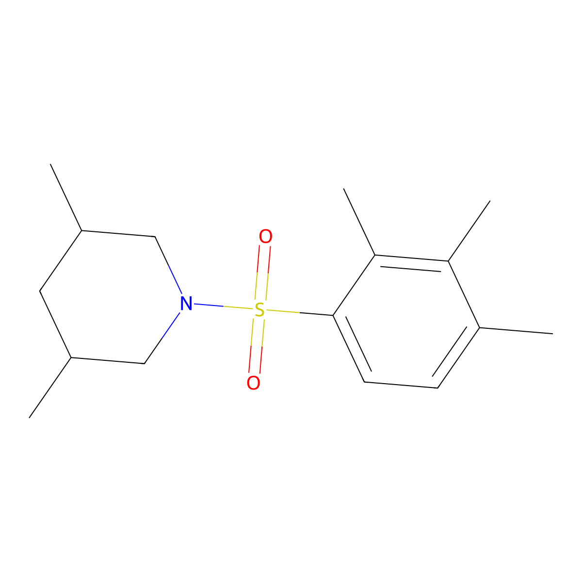 3,5-Dimethyl-1-[(2,3,4-trimethylphenyl)sulfonyl]piperidine molecular structure, CAS 433706-59-3