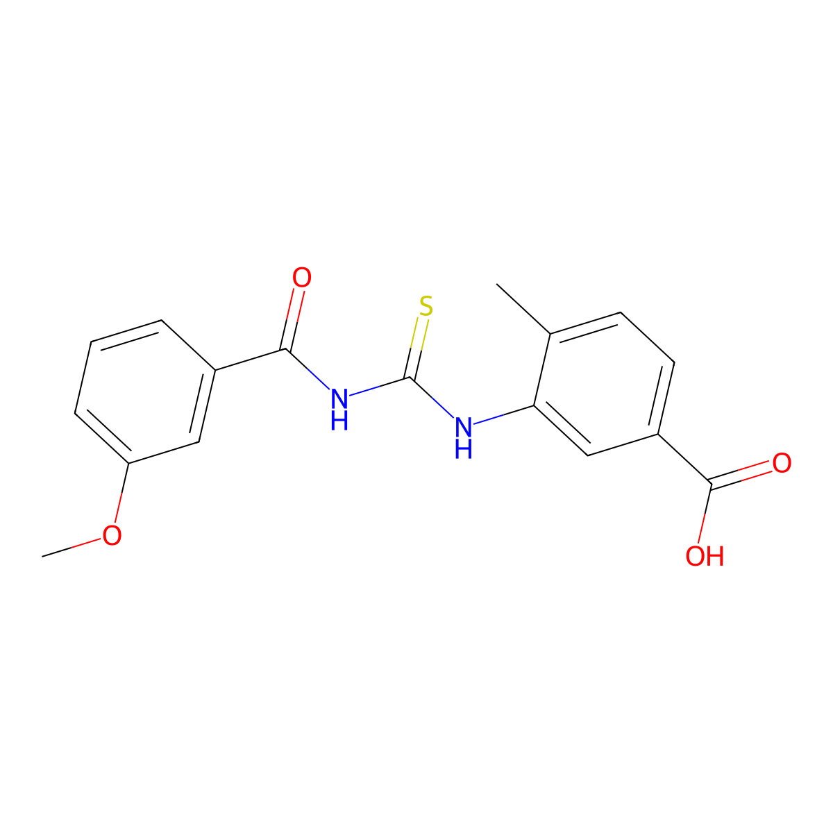3-({[(3-Methoxyphenyl)carbonyl]carbamothioyl}amino)-4-methylbenzoic acid molecular structure, CAS 433706-61-7