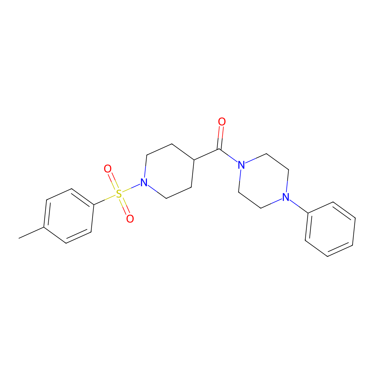 (4-Phenylpiperazin-1-yl)(1-tosylpiperidin-4-yl)methanone molecular structure, CAS 433706-75-3