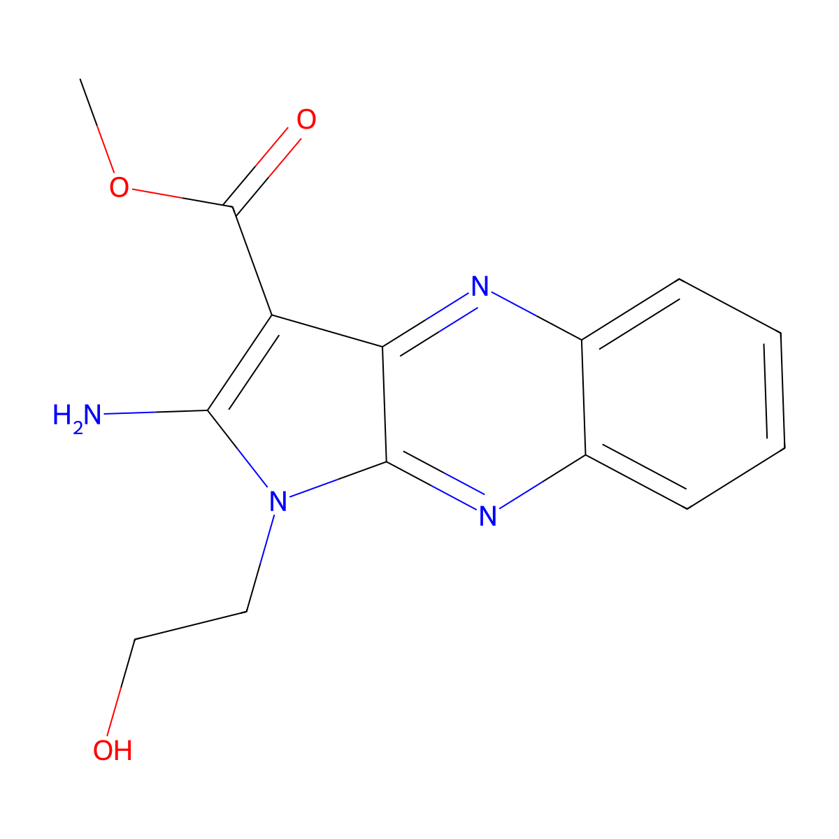 methyl 2-amino-1-(2-hydroxyethyl)-1H-pyrrolo[2,3-b]quinoxaline-3-carboxylate molecular structure, CAS 433706-93-5