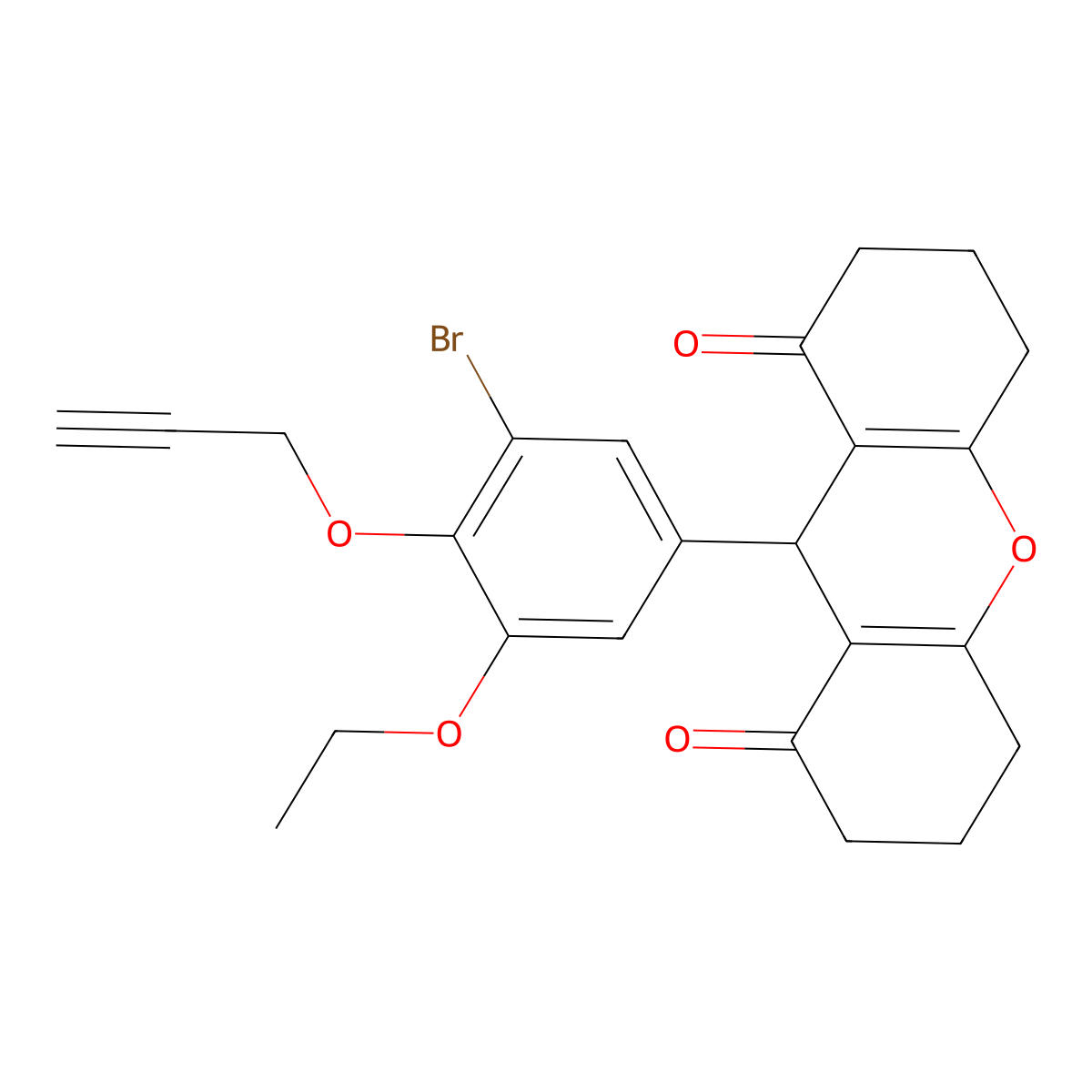 9-(3-bromo-5-ethoxy-4-prop-2-ynoxyphenyl)-3,4,5,6,7,9-hexahydro-2H-xanthene-1,8-dione molecular structure, CAS 433707-00-7