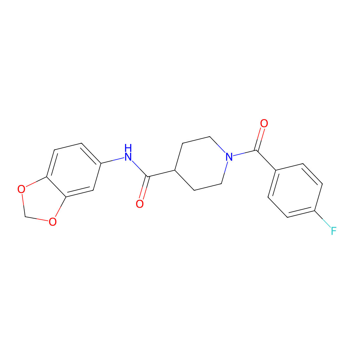 N-(1,3-benzodioxol-5-yl)-1-(4-fluorobenzoyl)piperidine-4-carboxamide molecular structure, CAS 433707-06-3