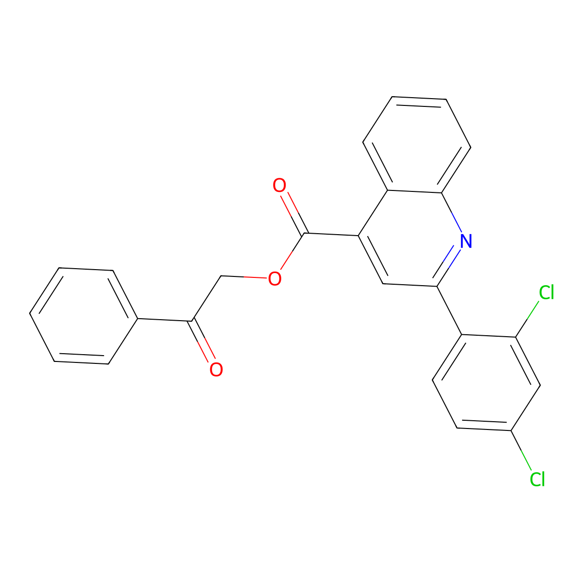 2-Oxo-2-phenylethyl 2-(2,4-dichlorophenyl)-4-quinolinecarboxylate molecular structure, CAS 433707-10-9