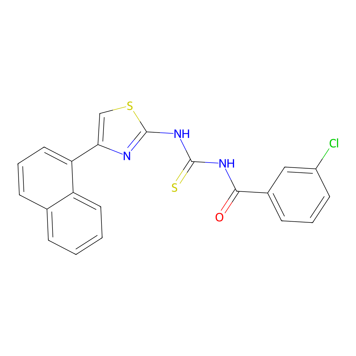 3-chloro-N-[(4-naphthalen-1-yl-1,3-thiazol-2-yl)carbamothioyl]benzamide molecular structure, CAS 433707-34-7