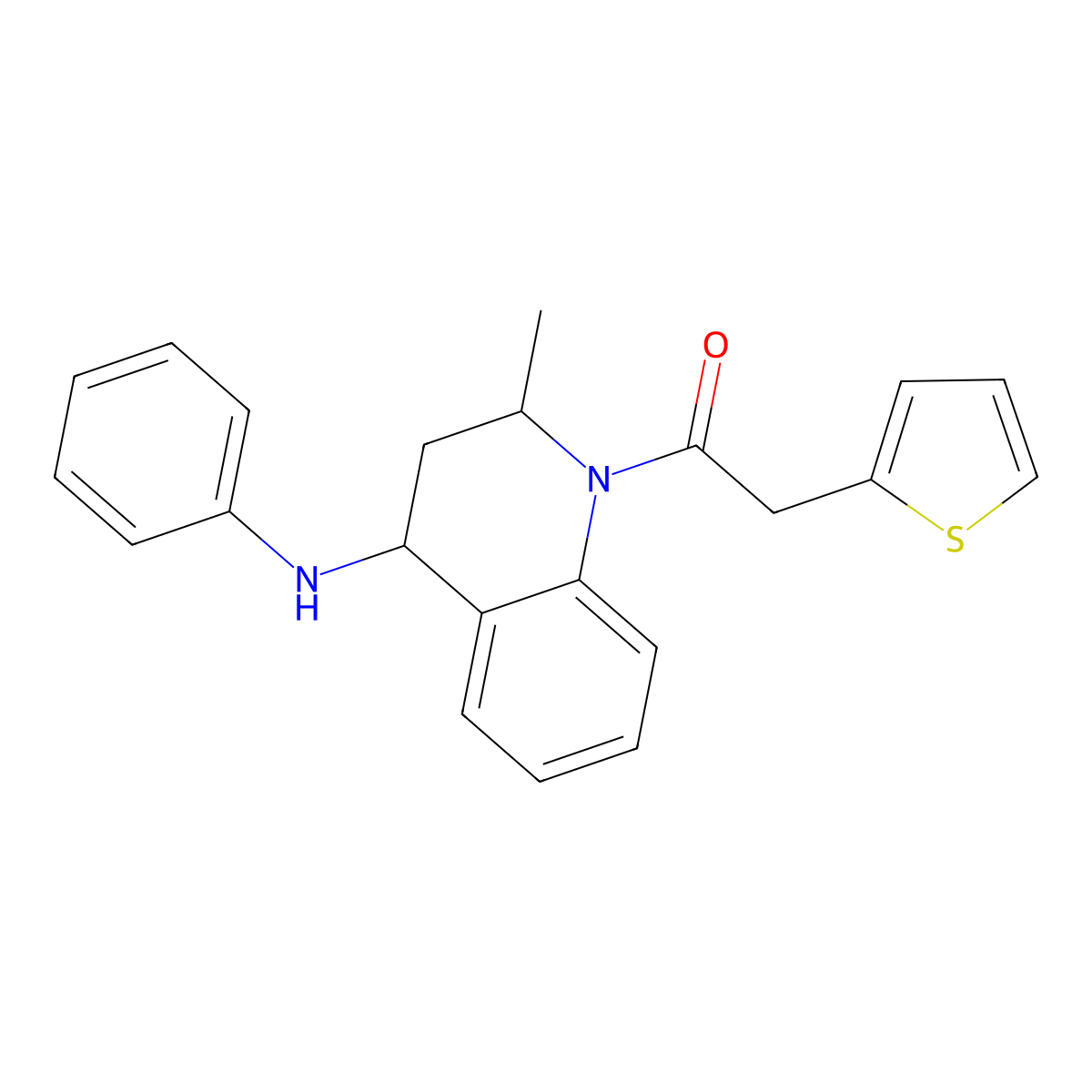 1-(4-anilino-2-methyl-3,4-dihydro-2H-quinolin-1-yl)-2-thiophen-2-ylethanone molecular structure, CAS 433707-35-8