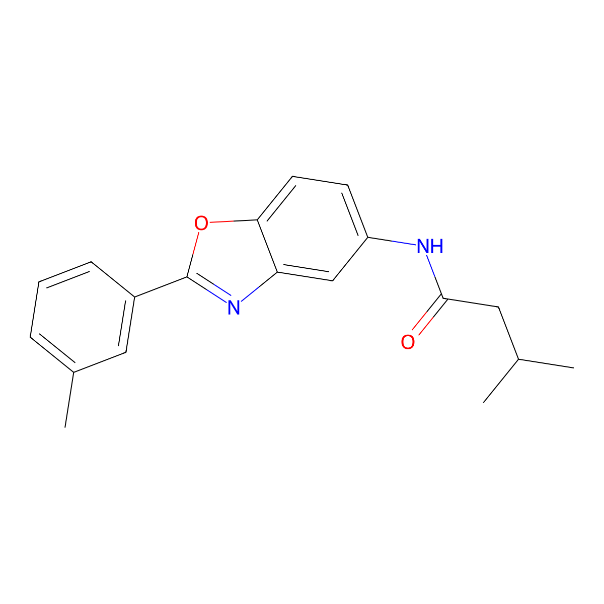 3-methyl-N-[2-(3-methylphenyl)-1,3-benzoxazol-5-yl]butanamide molecular structure, CAS 433707-37-0