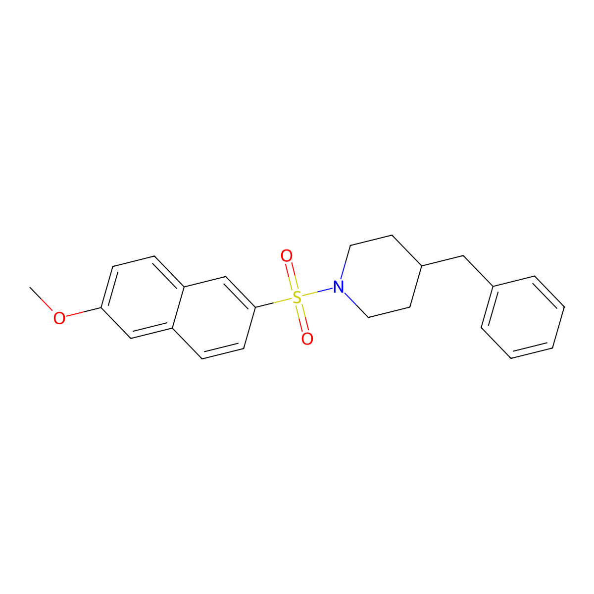 4-Benzyl-1-[(6-methoxynaphthalen-2-yl)sulfonyl]piperidine molecular structure, CAS 433707-44-9