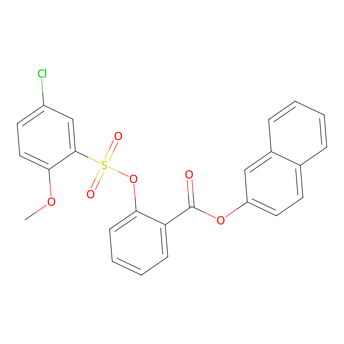2-Naphthyl 2-[(5-chloro-2-methoxyphenyl)sulfonyloxy]benzoate molecular structure, CAS 433707-51-8