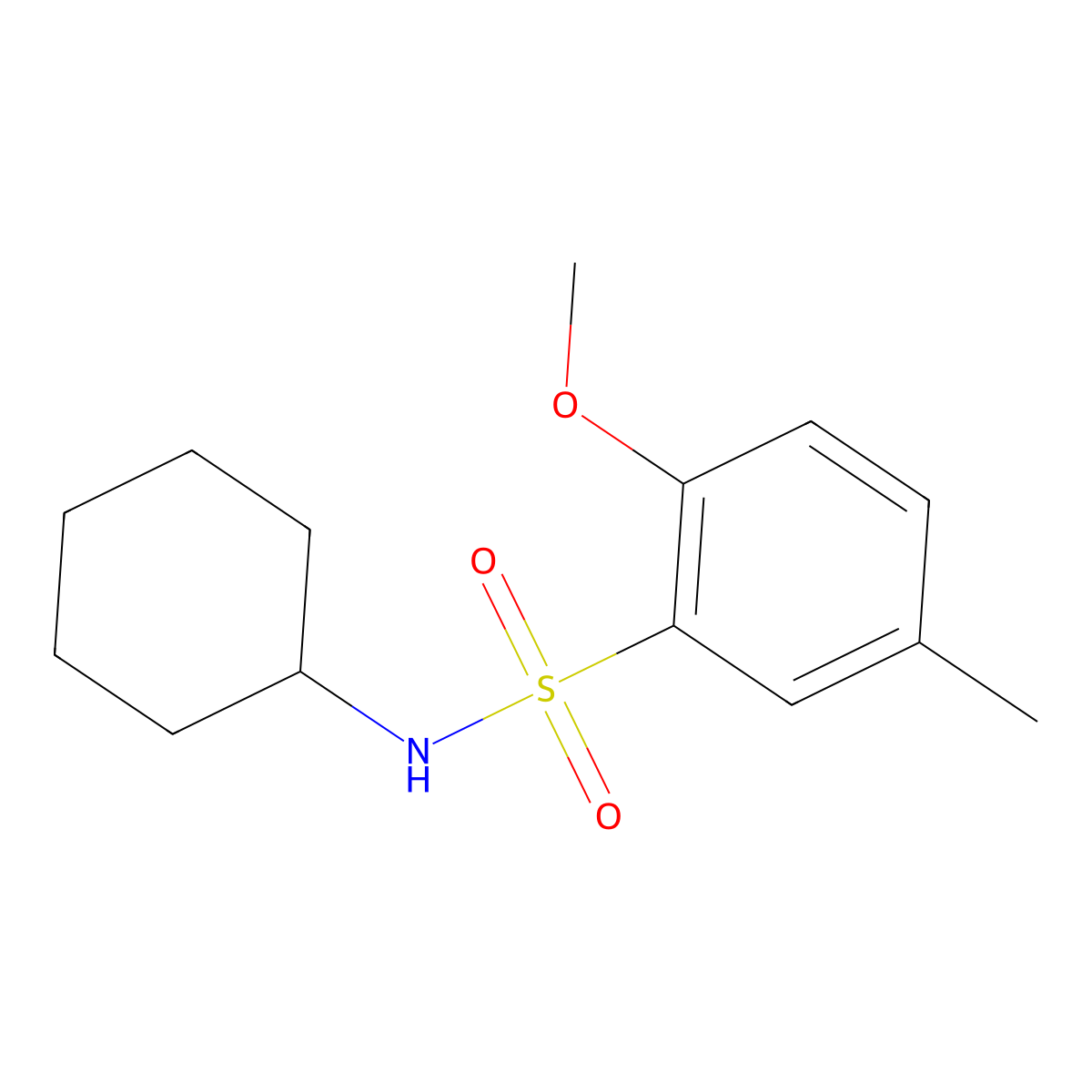 N-cyclohexyl-2-methoxy-5-methylbenzenesulfonamide molecular structure, CAS 433707-70-1
