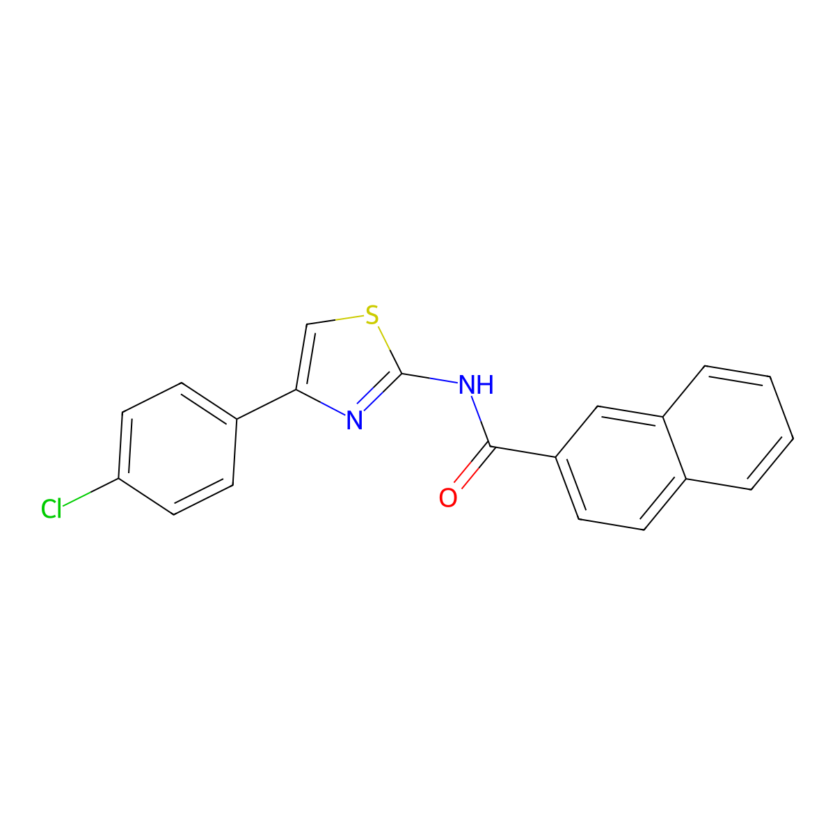 N-[4-(4-chlorophenyl)-1,3-thiazol-2-yl]naphthalene-2-carboxamide molecular structure, CAS 433707-79-0