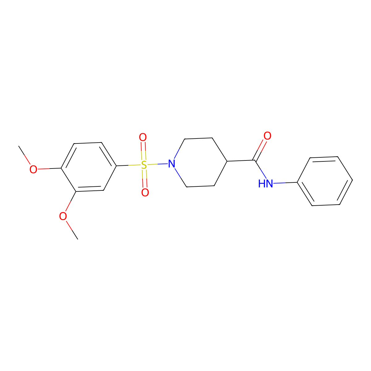 1-(3,4-dimethoxyphenyl)sulfonyl-N-phenylpiperidine-4-carboxamide molecular structure, CAS 433707-82-5