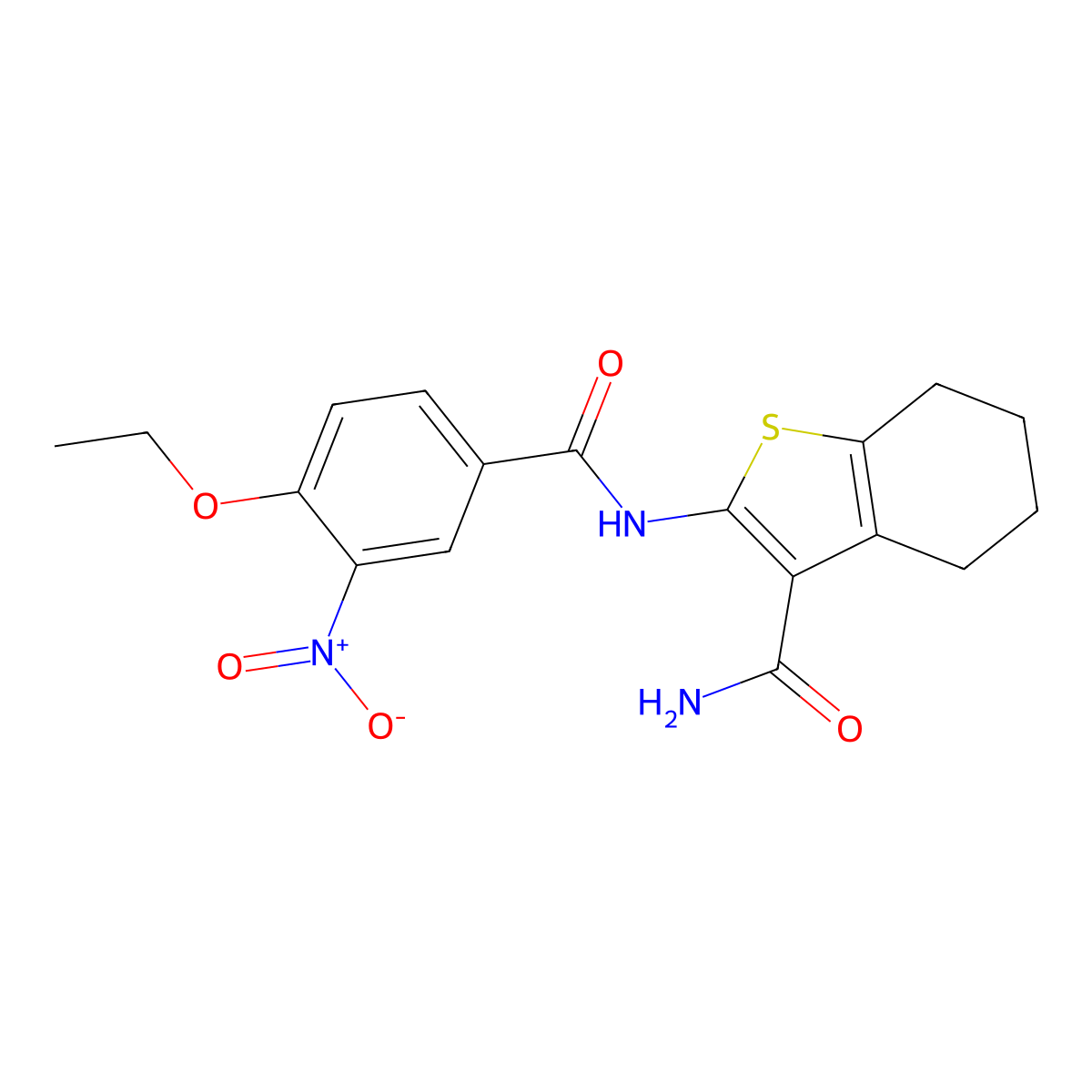 2-[(4-Ethoxy-3-nitrobenzoyl)amino]-4,5,6,7-tetrahydro-1-benzothiophene-3-carboxamide molecular structure, CAS 433707-93-8