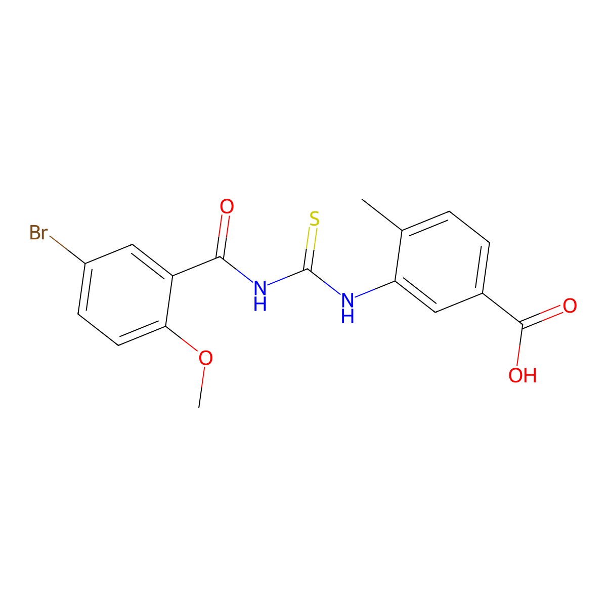 3-({[(5-Bromo-2-methoxyphenyl)carbonyl]carbamothioyl}amino)-4-methylbenzoic acid molecular structure, CAS 433708-01-1