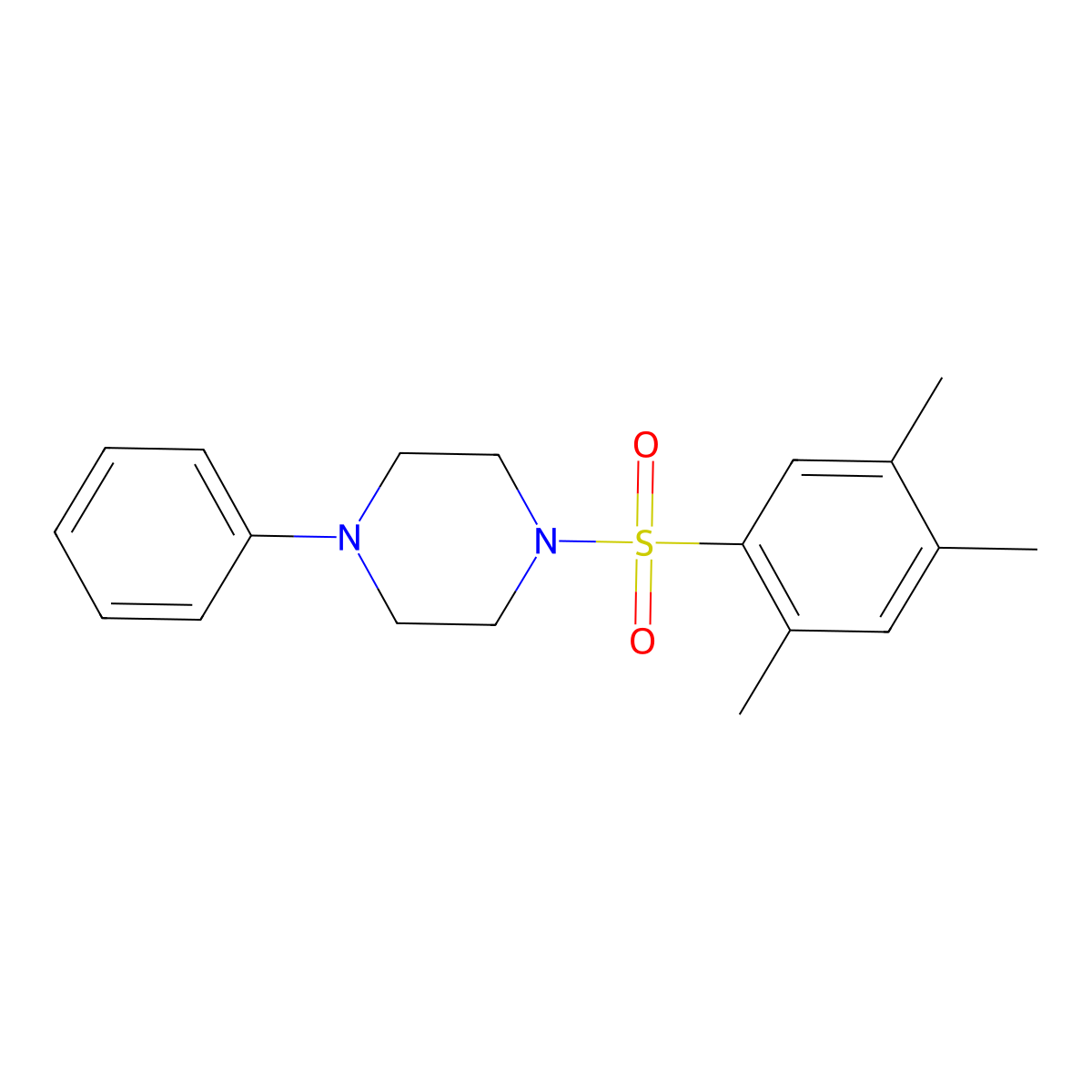 1-Phenyl-4-(2,4,5-trimethylphenyl)sulfonylpiperazine molecular structure, CAS 433708-20-4
