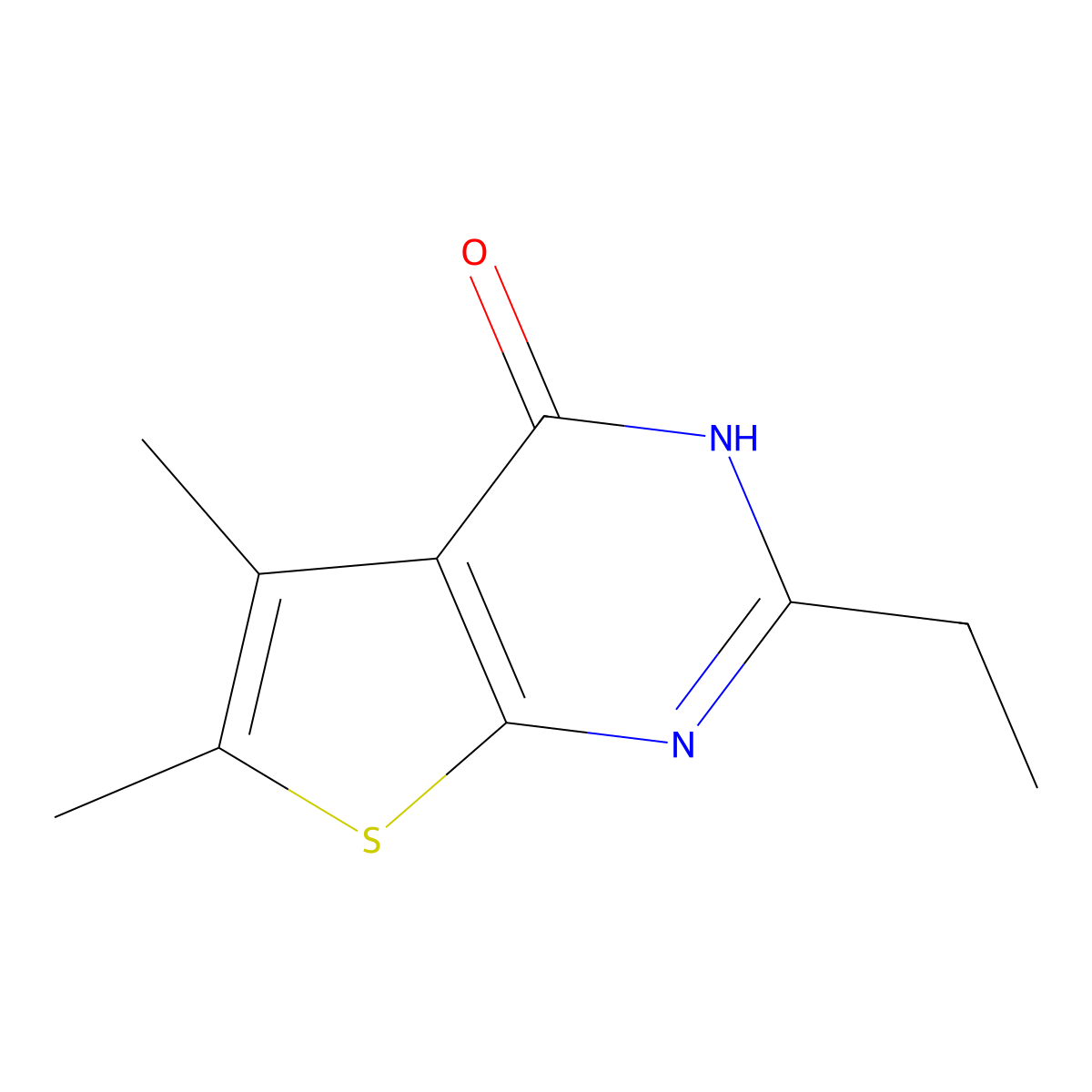 2-Ethyl-5,6-dimethylthieno[2,3-d]pyrimidin-4-ol molecular structure, CAS 433716-50-8