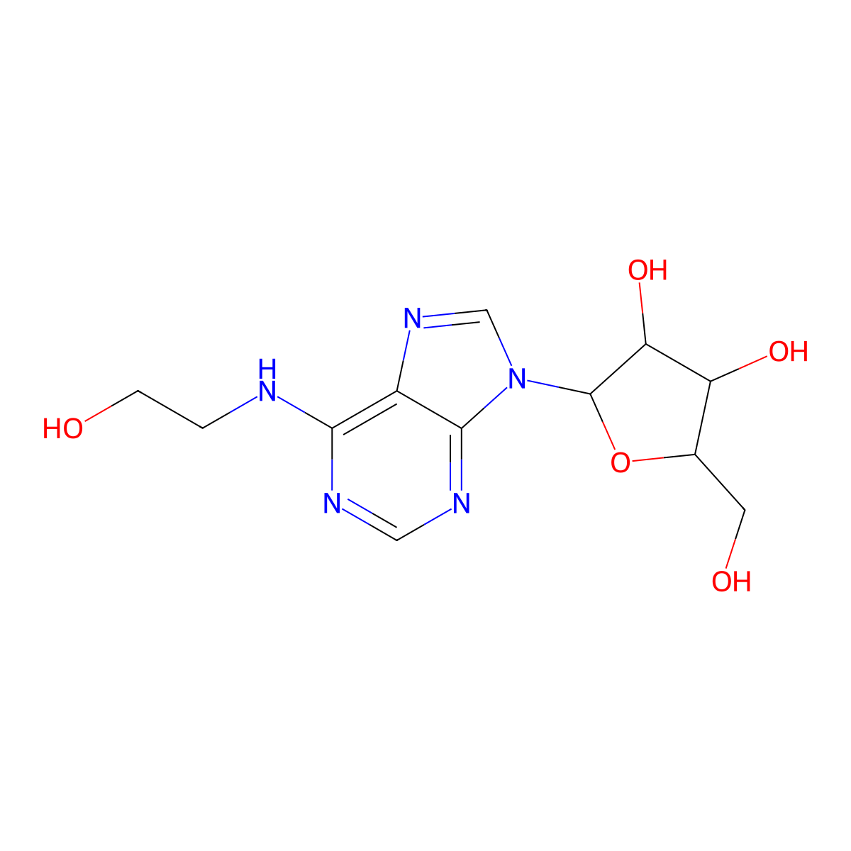 N6-(2-hydroxyethyl)adenosine molecular structure, CAS 4338-48-1