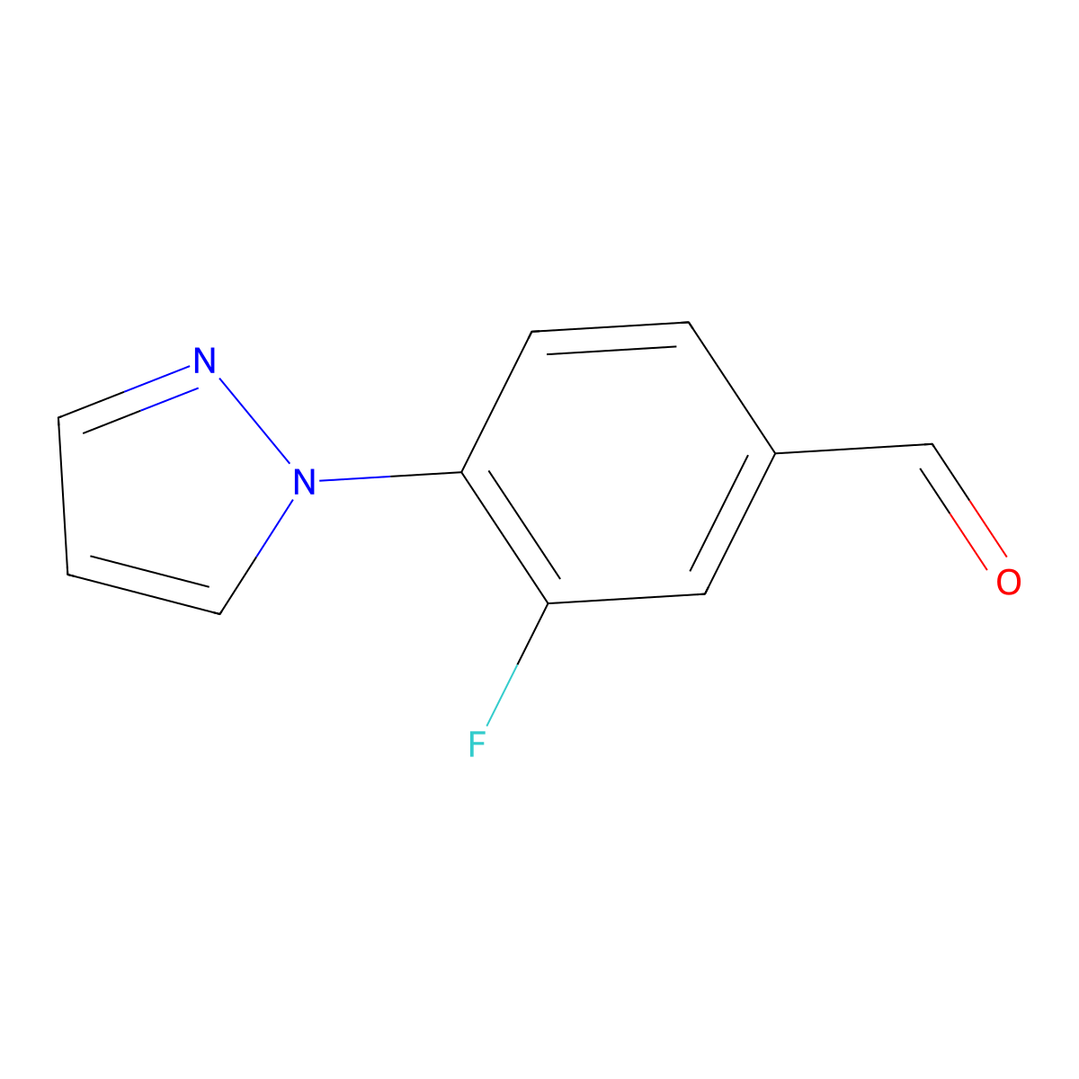 3-fluoro-4-(1H-pyrazol-1-yl)benzaldehyde molecular structure, CAS 433920-88-8