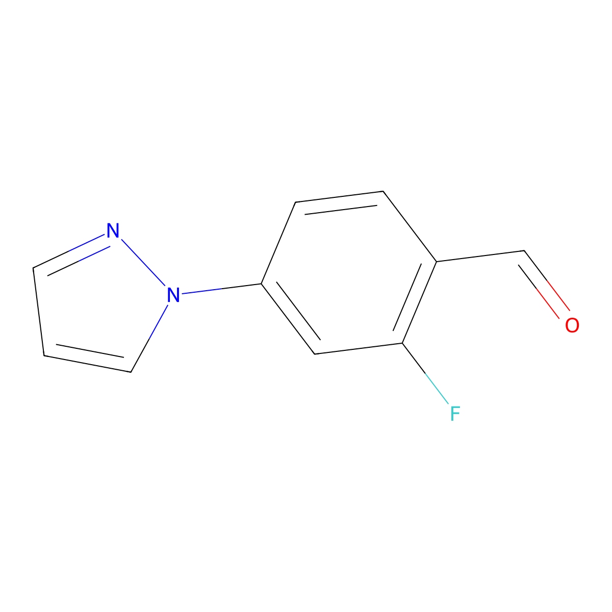 2-Fluoro-4-(1H-pyrazol-1-yl)benzaldehyde molecular structure, CAS 433920-90-2