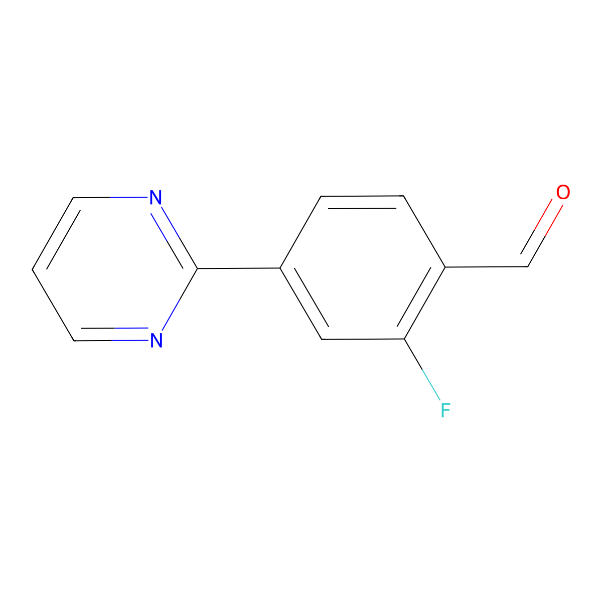 2-Fluoro-4-(pyrimidin-2-YL)benzaldehyde molecular structure, CAS 433920-96-8