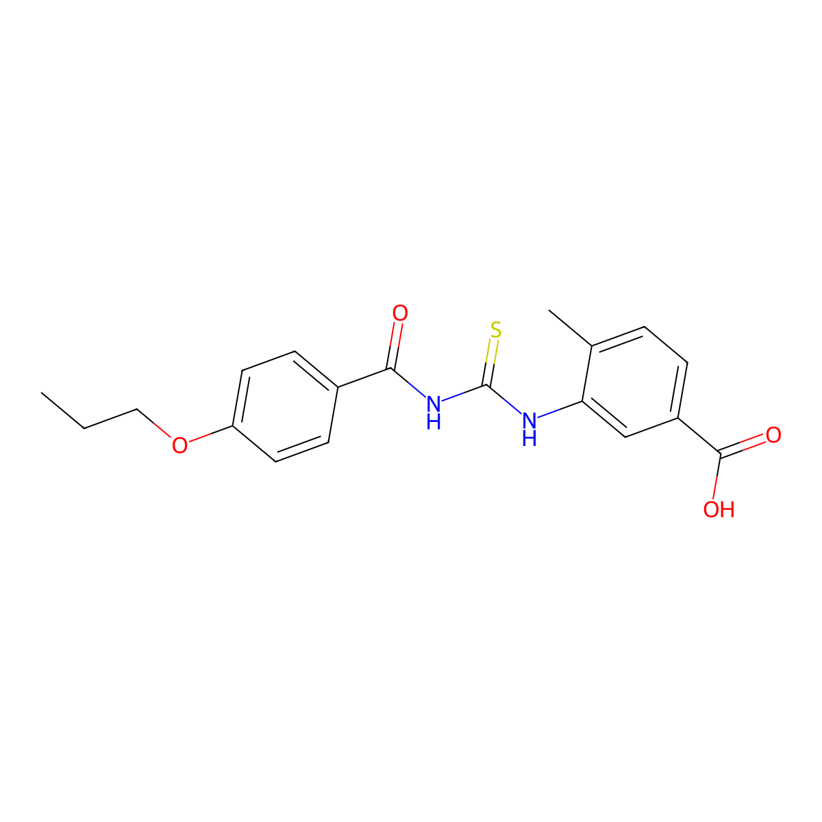 4-Methyl-3-({[(4-propoxyphenyl)carbonyl]carbamothioyl}amino)benzoic acid molecular structure, CAS 433941-26-5