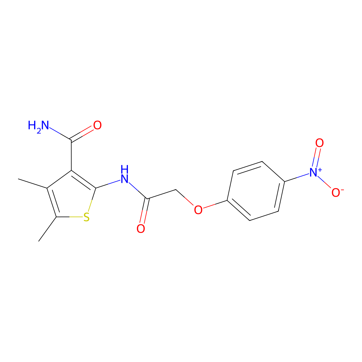 2-[({4-Nitrophenoxy}acetyl)amino]-4,5-dimethylthiophene-3-carboxamide molecular structure, CAS 433941-27-6