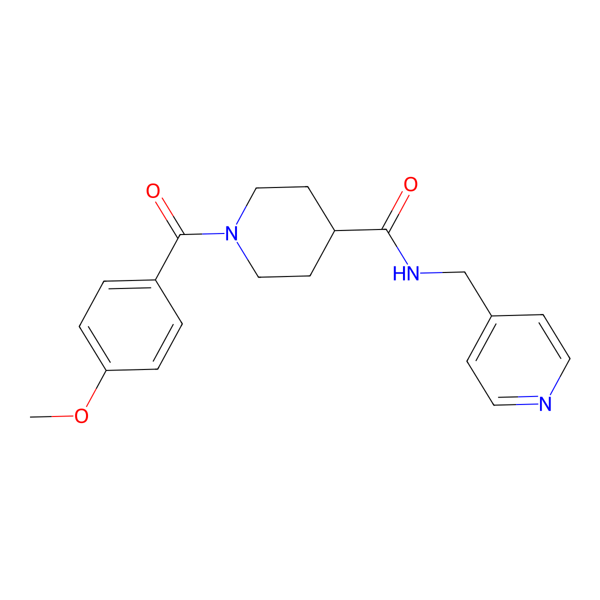 1-(4-methoxybenzoyl)-N-(pyridin-4-ylmethyl)piperidine-4-carboxamide molecular structure, CAS 433941-30-1