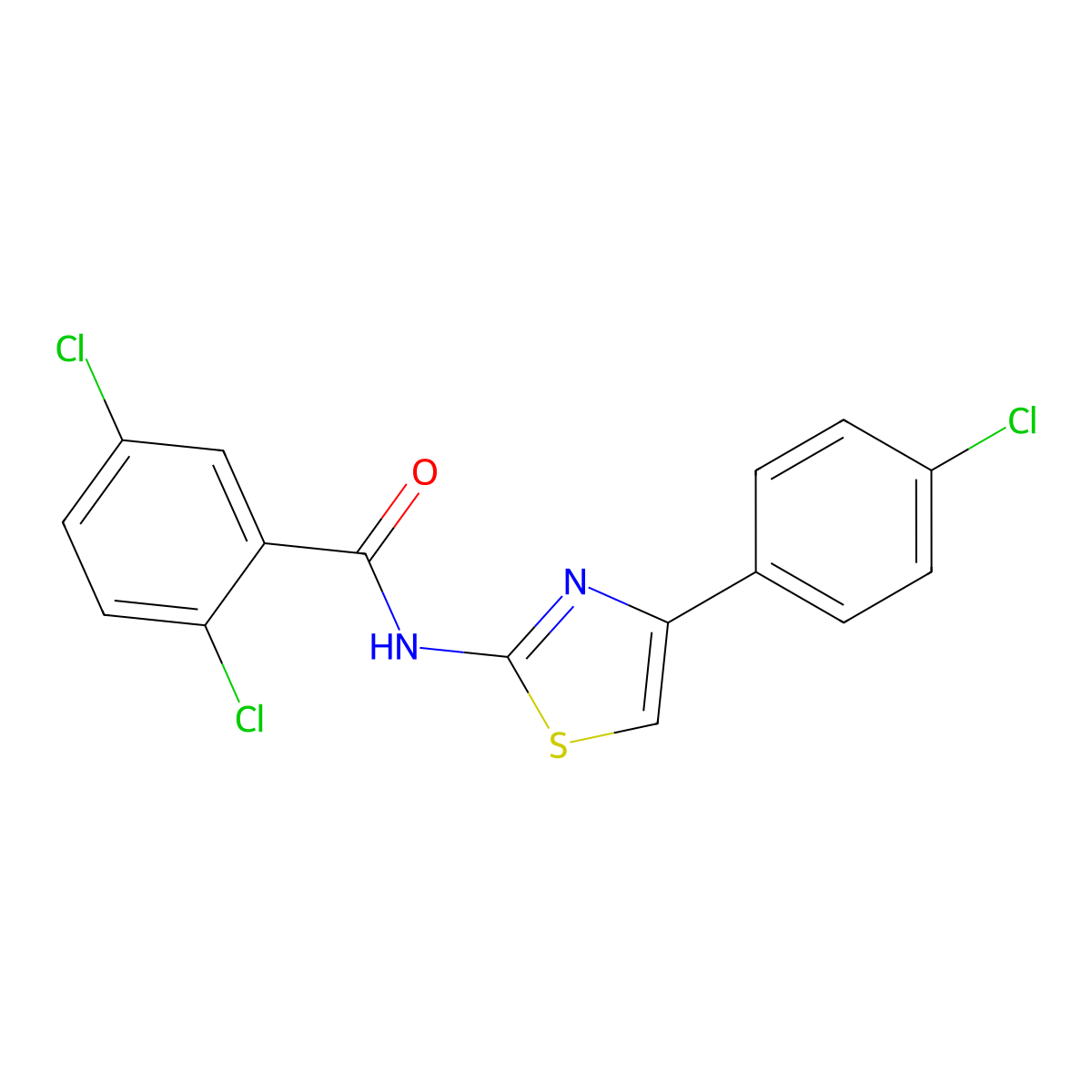 2,5-dichloro-N-[4-(4-chlorophenyl)-1,3-thiazol-2-yl]benzamide molecular structure, CAS 433941-33-4