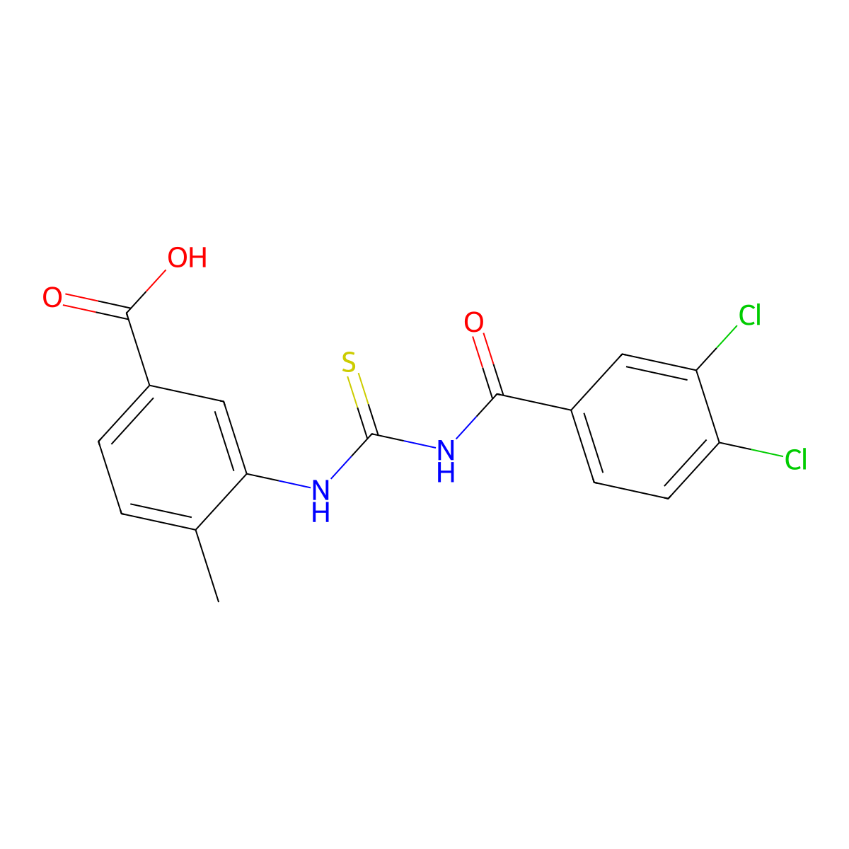 3-({[(3,4-Dichlorophenyl)carbonyl]carbamothioyl}amino)-4-methylbenzoic acid molecular structure, CAS 433941-38-9