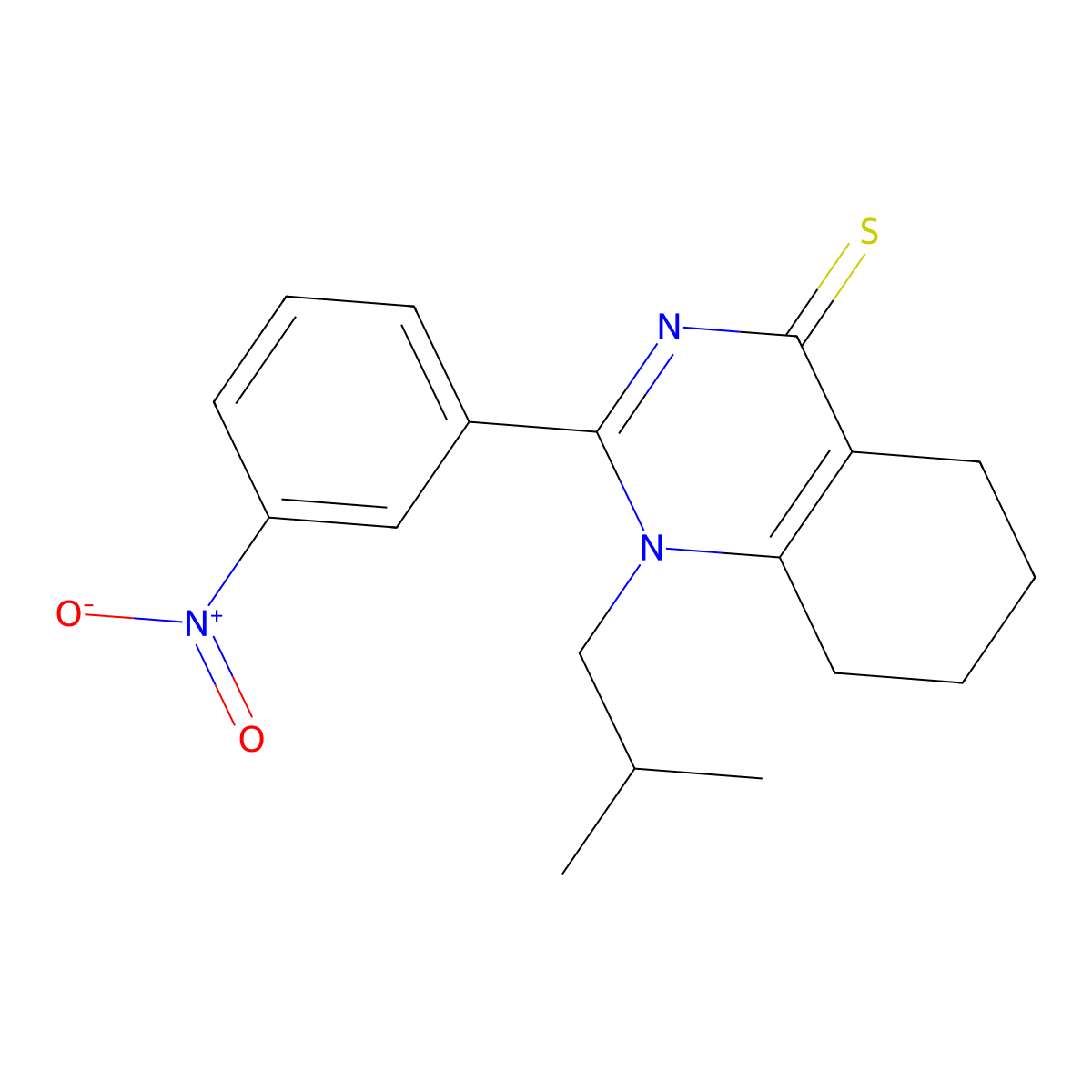 1-isobutyl-2-(3-nitrophenyl)-5,6,7,8-tetrahydroquinazoline-4(1H)-thione molecular structure, CAS 433941-41-4