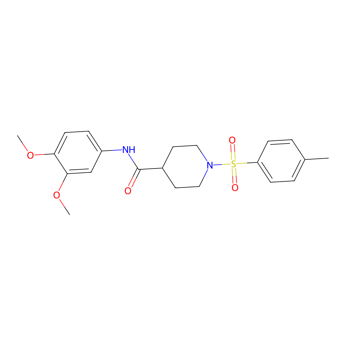 N-(3,4-dimethoxyphenyl)-1-(4-methylphenyl)sulfonylpiperidine-4-carboxamide molecular structure, CAS 433941-61-8