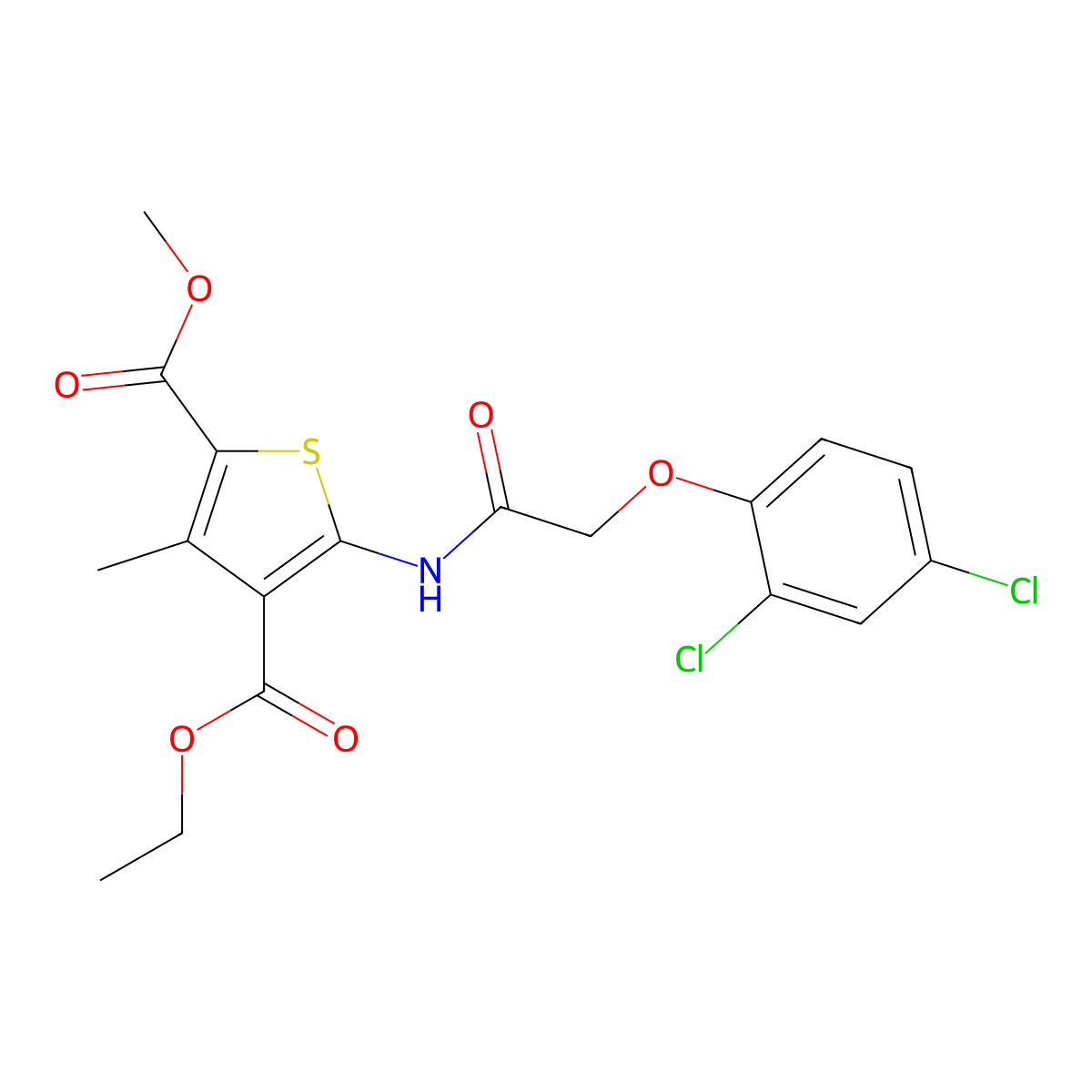 4-Ethyl 2-methyl 5-{[(2,4-dichlorophenoxy)acetyl]amino}-3-methylthiophene-2,4-dicarboxylate molecular structure, CAS 433941-64-1