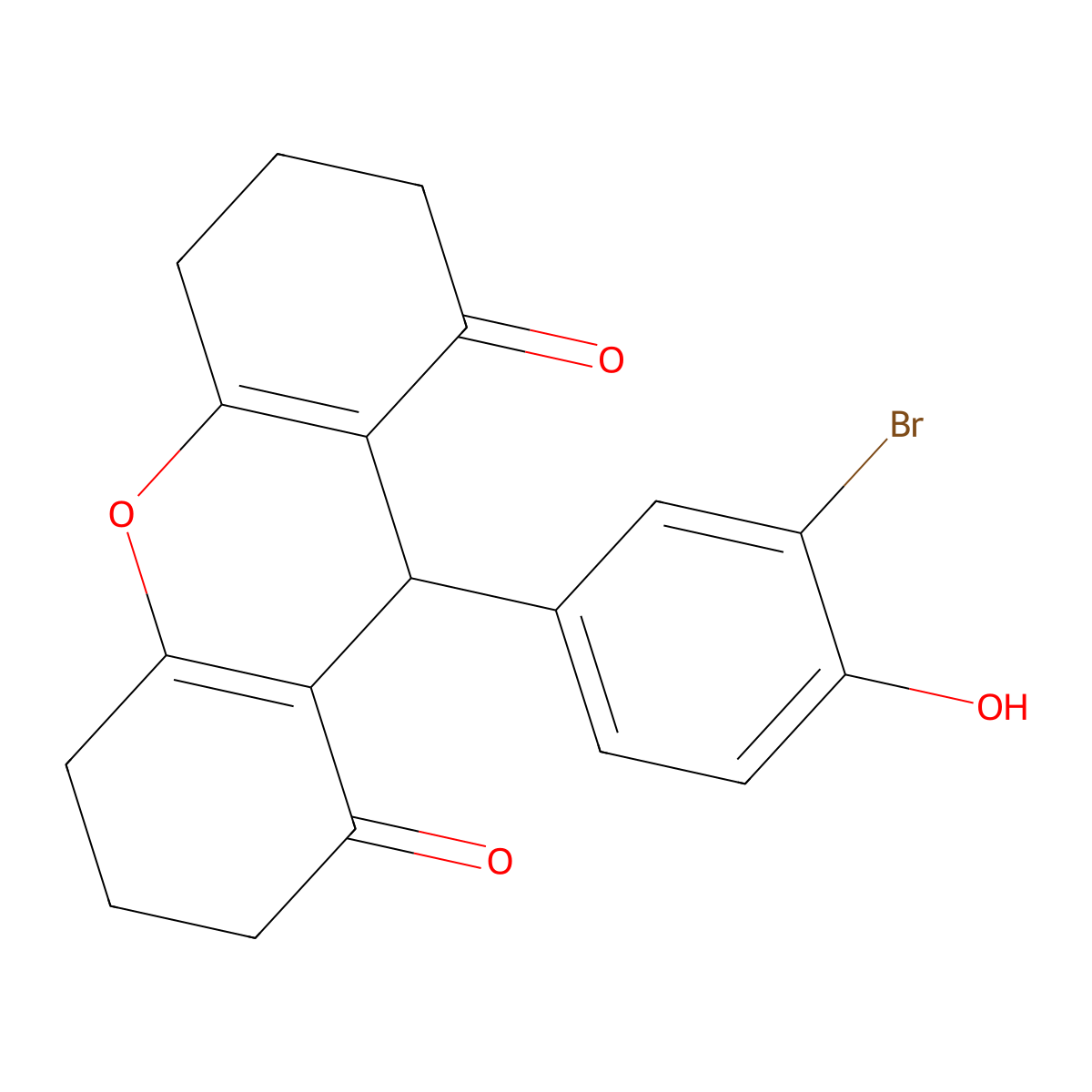9-(3-bromo-4-hydroxyphenyl)-3,4,5,6,7,9-hexahydro-2H-xanthene-1,8-dione molecular structure, CAS 433941-81-2