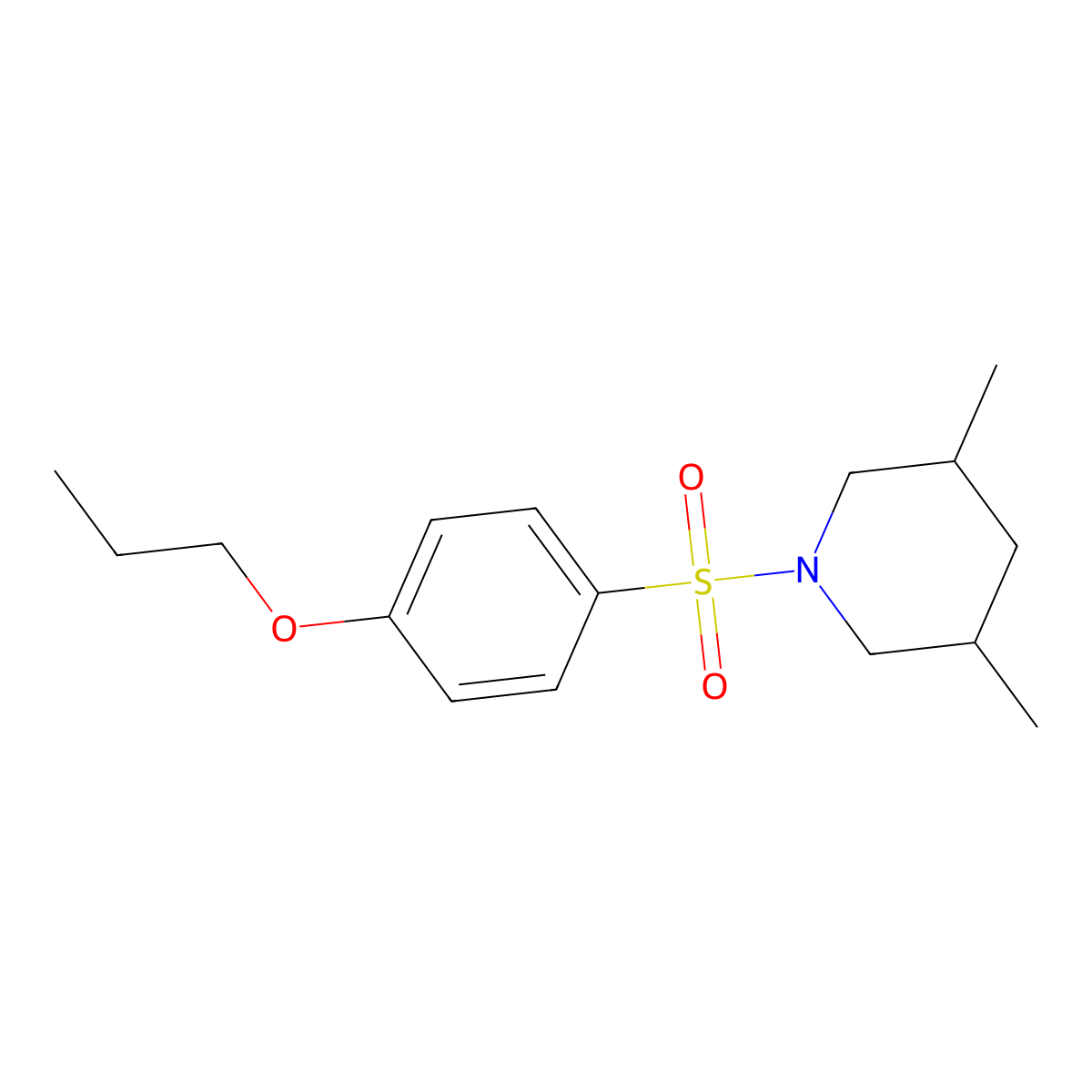 3,5-Dimethyl-1-[(4-propoxyphenyl)sulfonyl]piperidine molecular structure, CAS 433941-88-9
