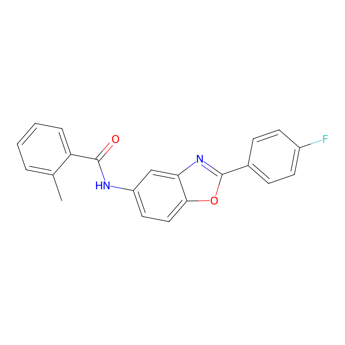 N-[2-(4-fluorophenyl)-1,3-benzoxazol-5-yl]-2-methylbenzamide molecular structure, CAS 433941-91-4