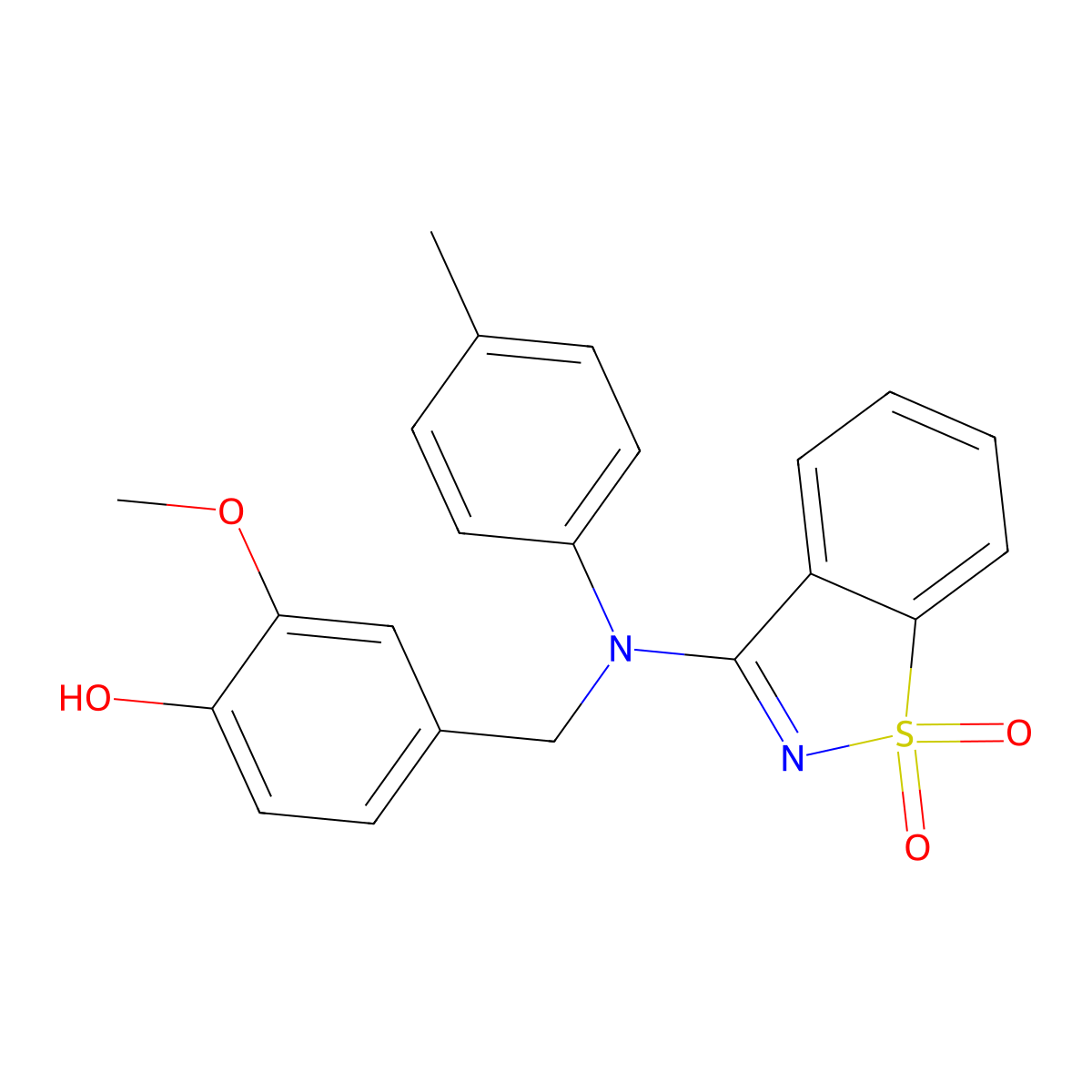 4-{[(1,1-Dioxido-1,2-benzisothiazol-3-YL)(4-methylphenyl)amino]methyl}-2-methoxyphenol molecular structure, CAS 433941-92-5