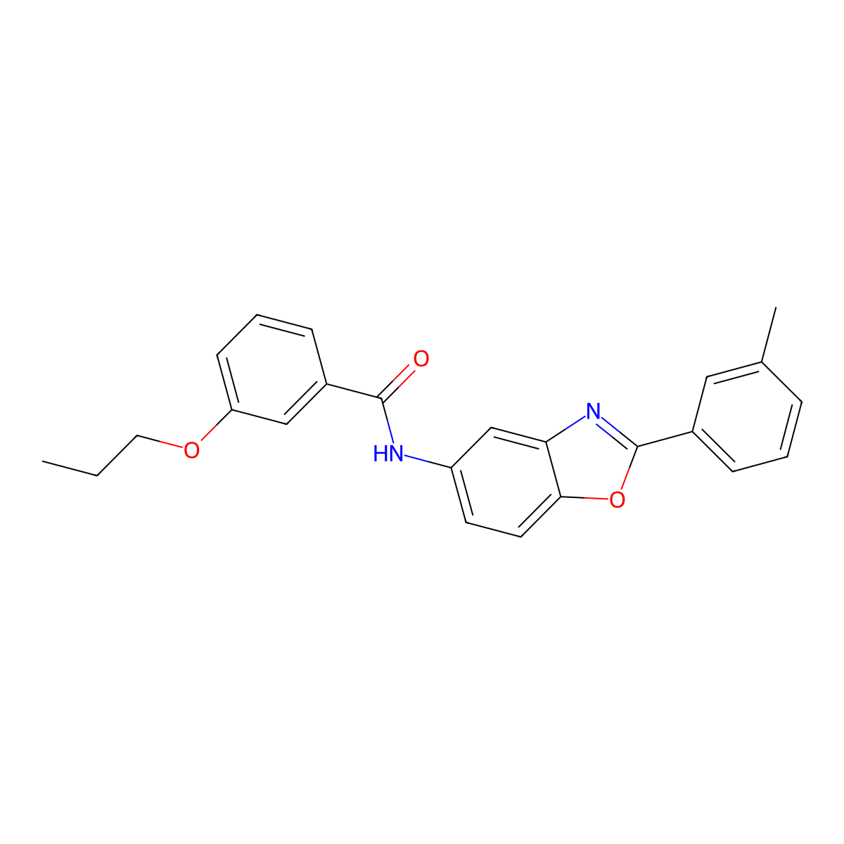 N-[2-(3-methylphenyl)-1,3-benzoxazol-5-yl]-3-propoxybenzamide molecular structure, CAS 433942-06-4
