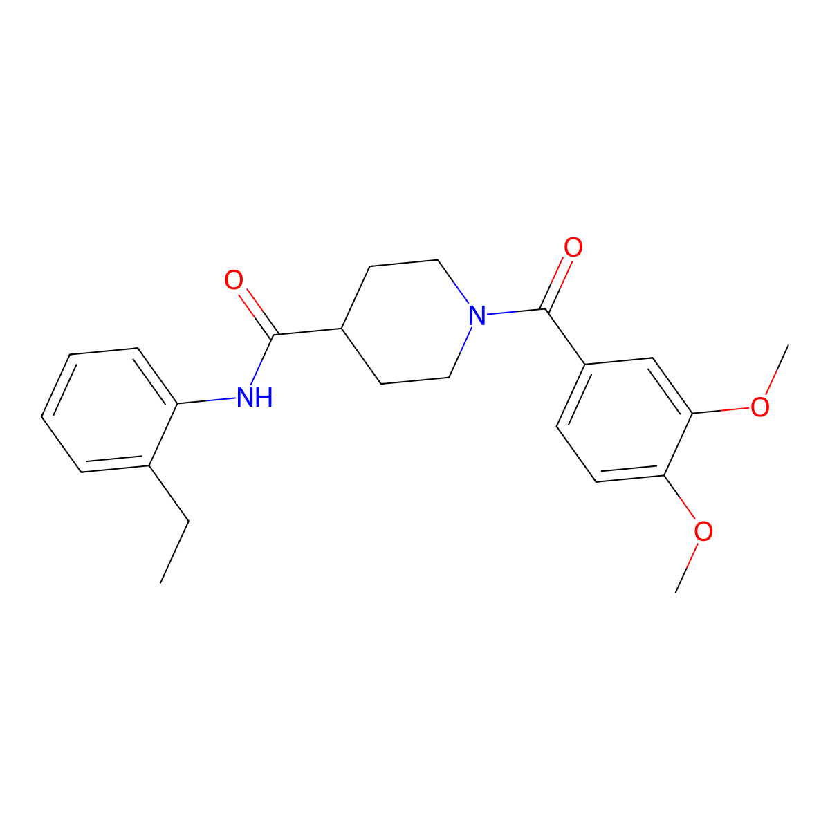 1-(3,4-dimethoxybenzoyl)-N-(2-ethylphenyl)piperidine-4-carboxamide molecular structure, CAS 433942-11-1