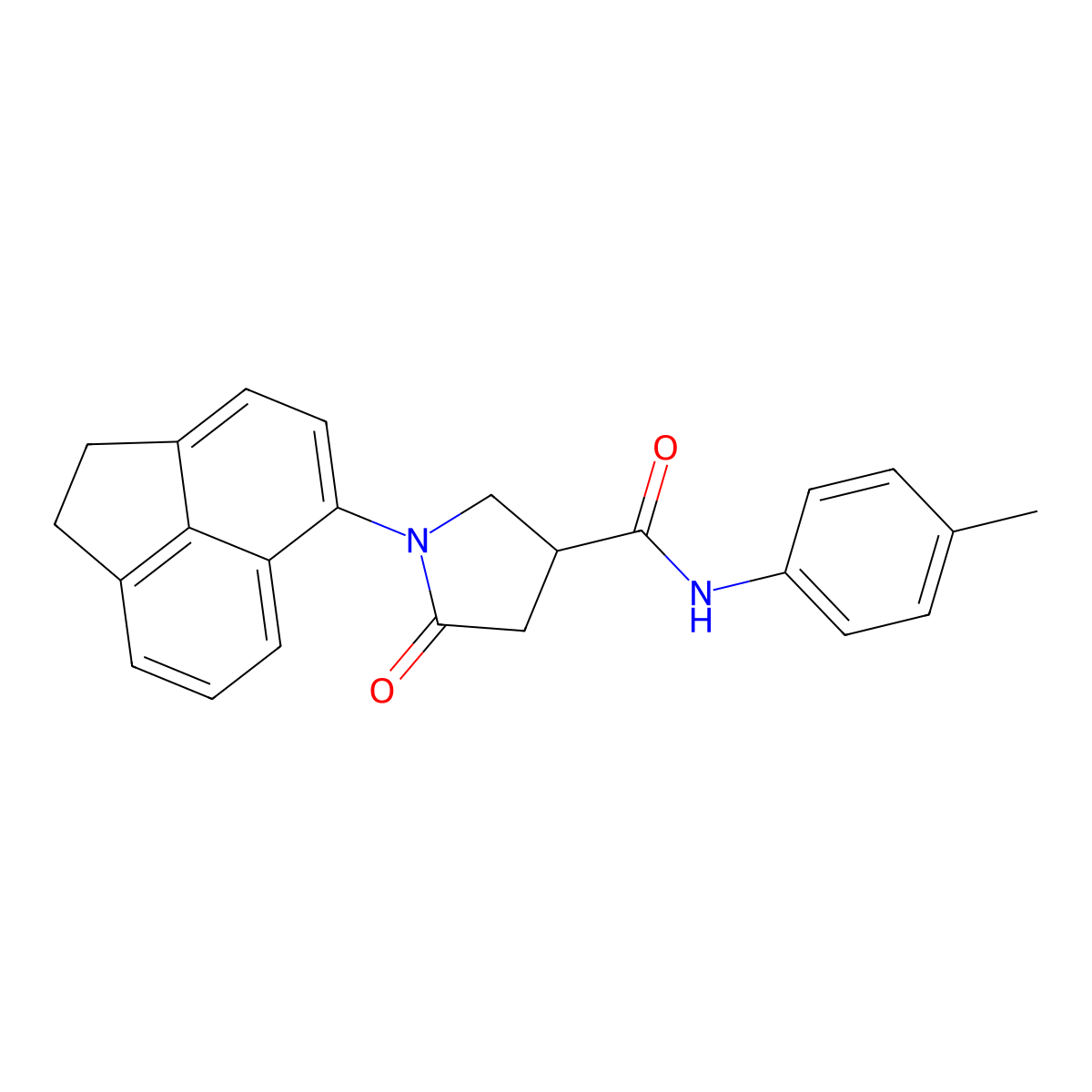 1-(1,2-dihydroacenaphthylen-5-yl)-N-(4-methylphenyl)-5-oxopyrrolidine-3-carboxamide molecular structure, CAS 433942-16-6