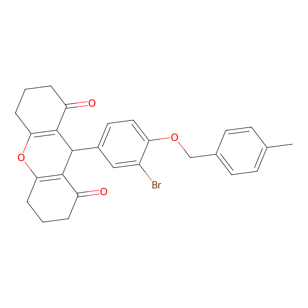 9-[3-bromo-4-[(4-methylphenyl)methoxy]phenyl]-3,4,5,6,7,9-hexahydro-2H-xanthene-1,8-dione molecular structure, CAS 433942-29-1