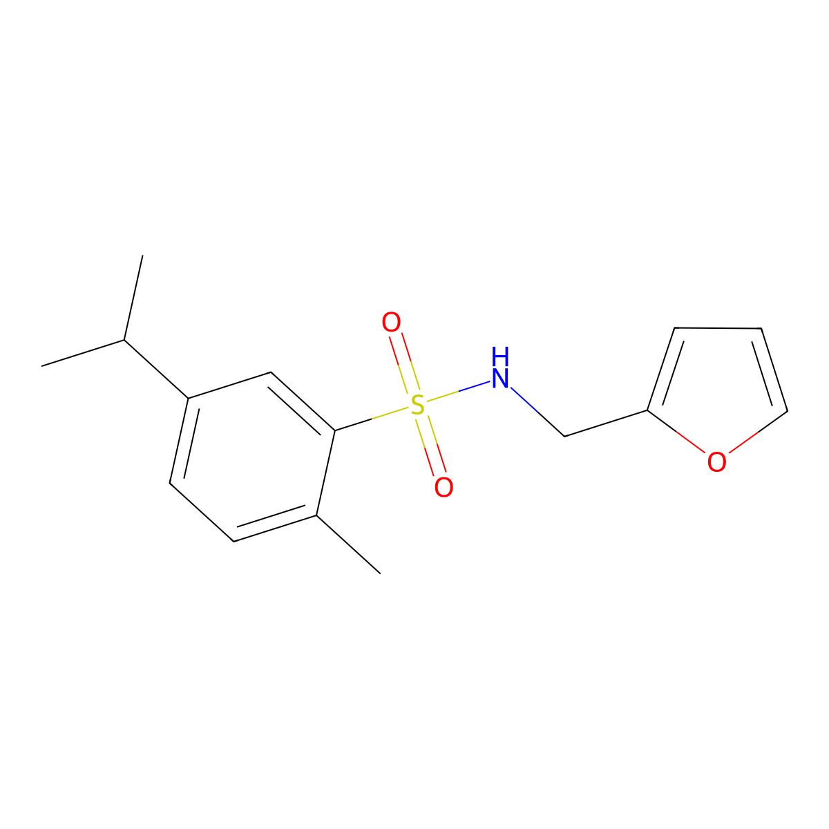 N-(2-furylmethyl)-5-isopropyl-2-methylbenzenesulfonamide molecular structure, CAS 433942-53-1