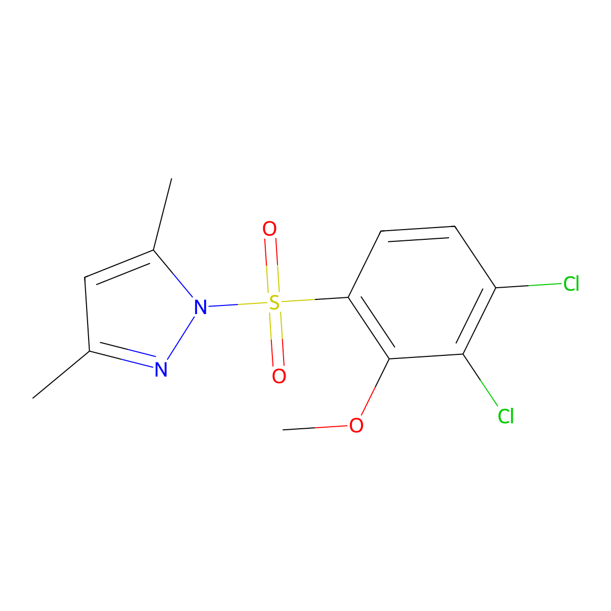 1-(3,4-Dichloro-2-methoxyphenyl)sulfonyl-3,5-dimethylpyrazole molecular structure, CAS 433942-55-3